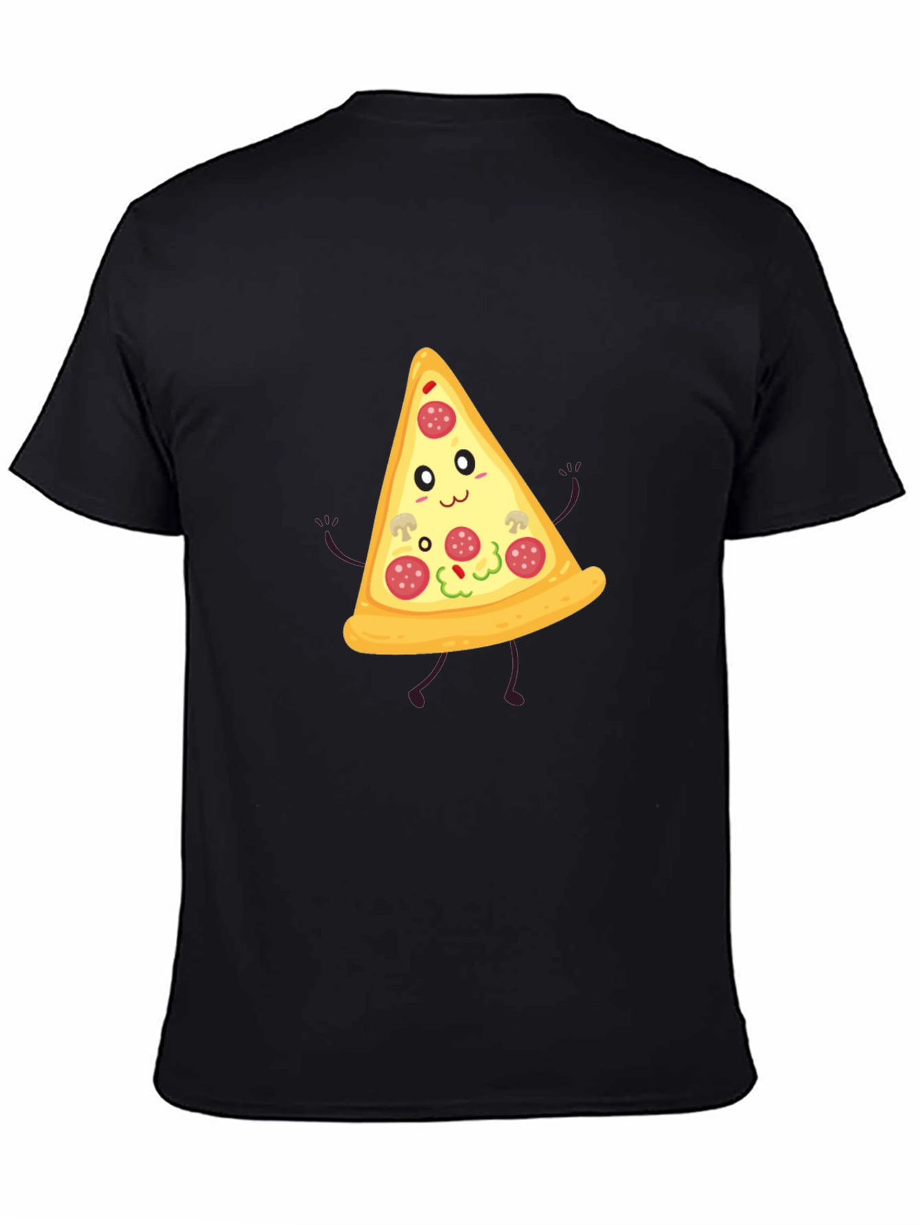 Funny Pizza Slice Graphic Tee - Unisex Black T-Shirt - 4