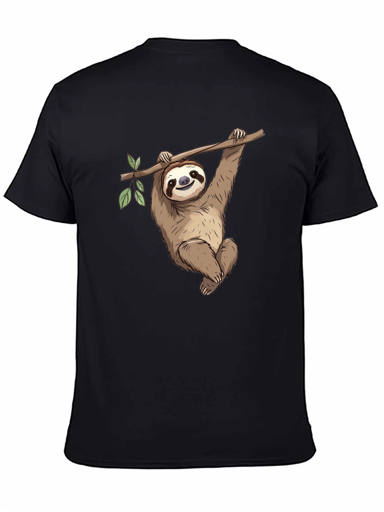 Black Cute Sloth Hanging on Tree T-Shirt view 4