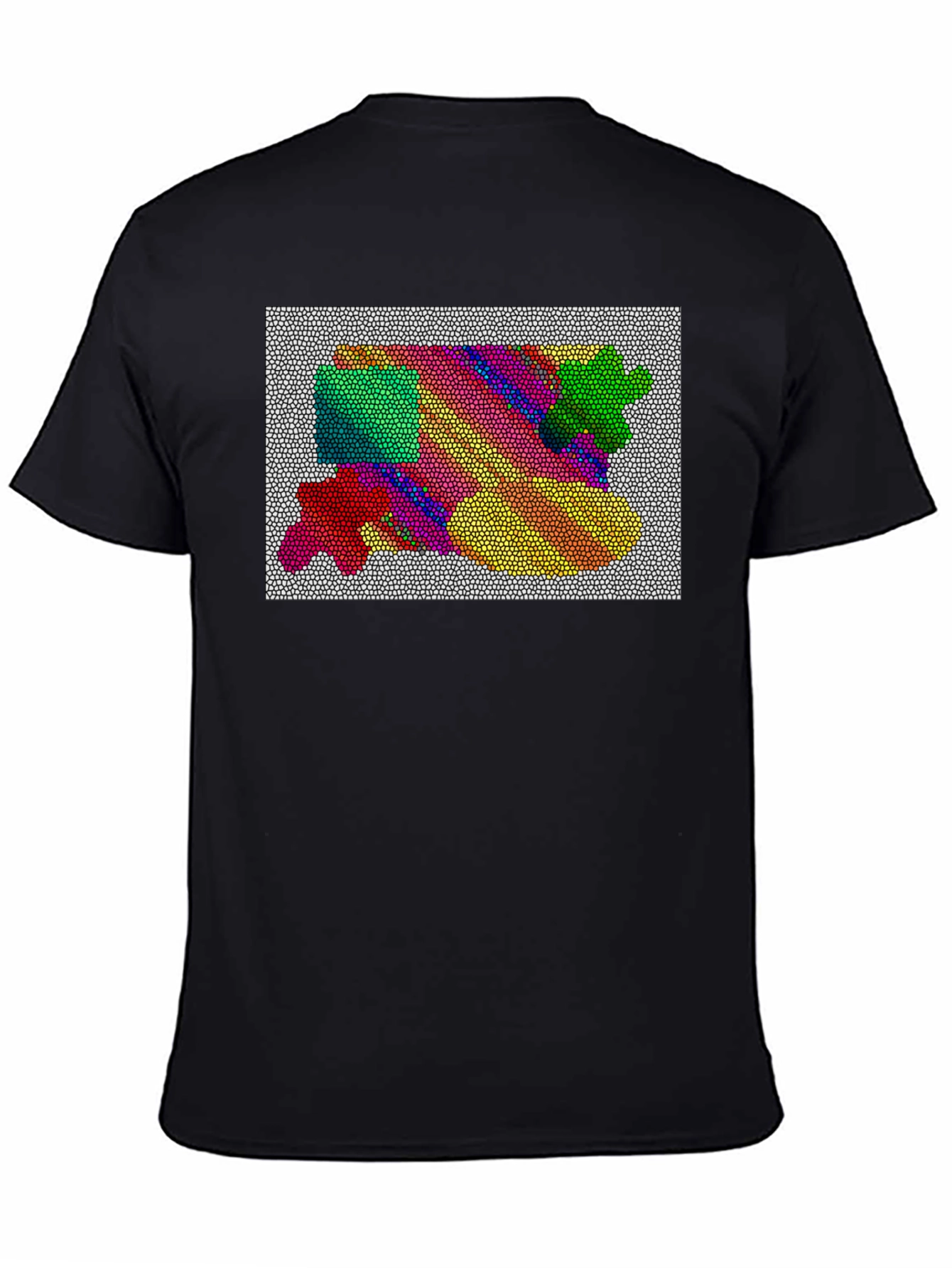 Black Abstract Mosaic Graphic Tee - Artistic Black T-Shirt view 4