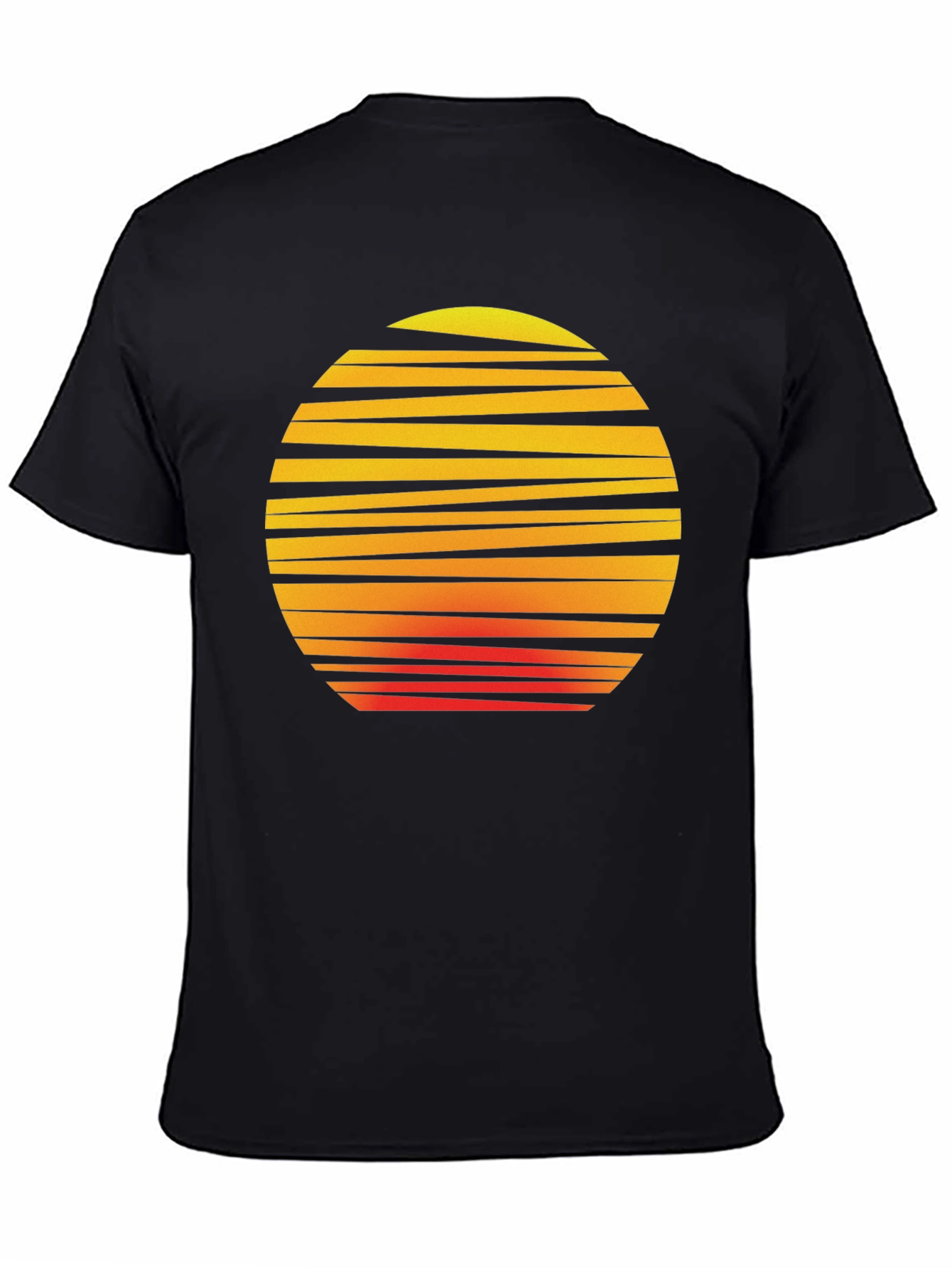 Black Retro Sunset Graphic Tee - Black Cotton T-Shirt view 4