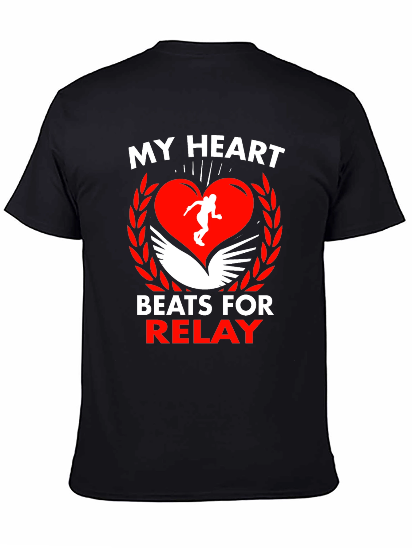Black My Heart Beats for Relay Black T-Shirt view 4