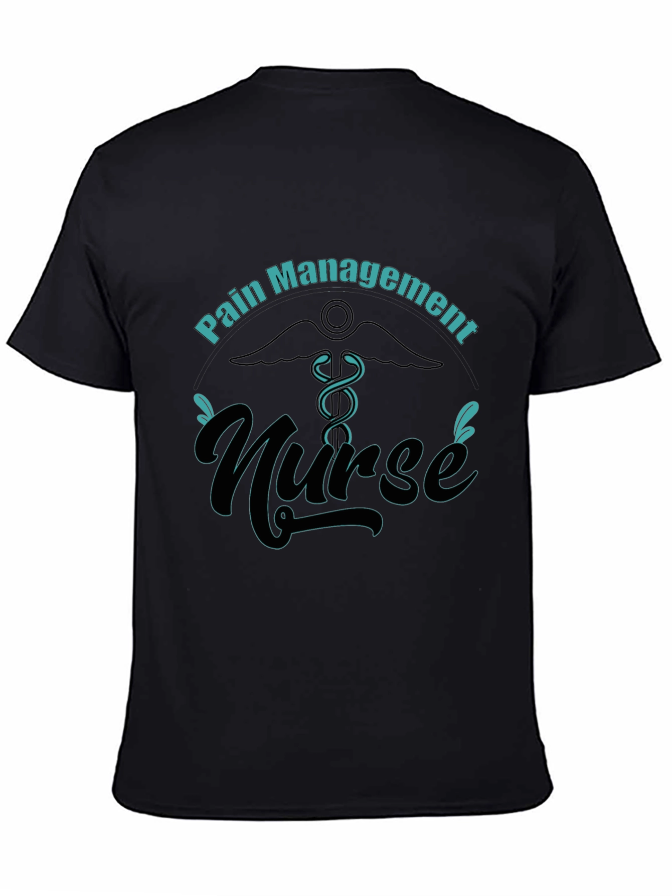 Black Pain Management Nurse T-Shirt view 4
