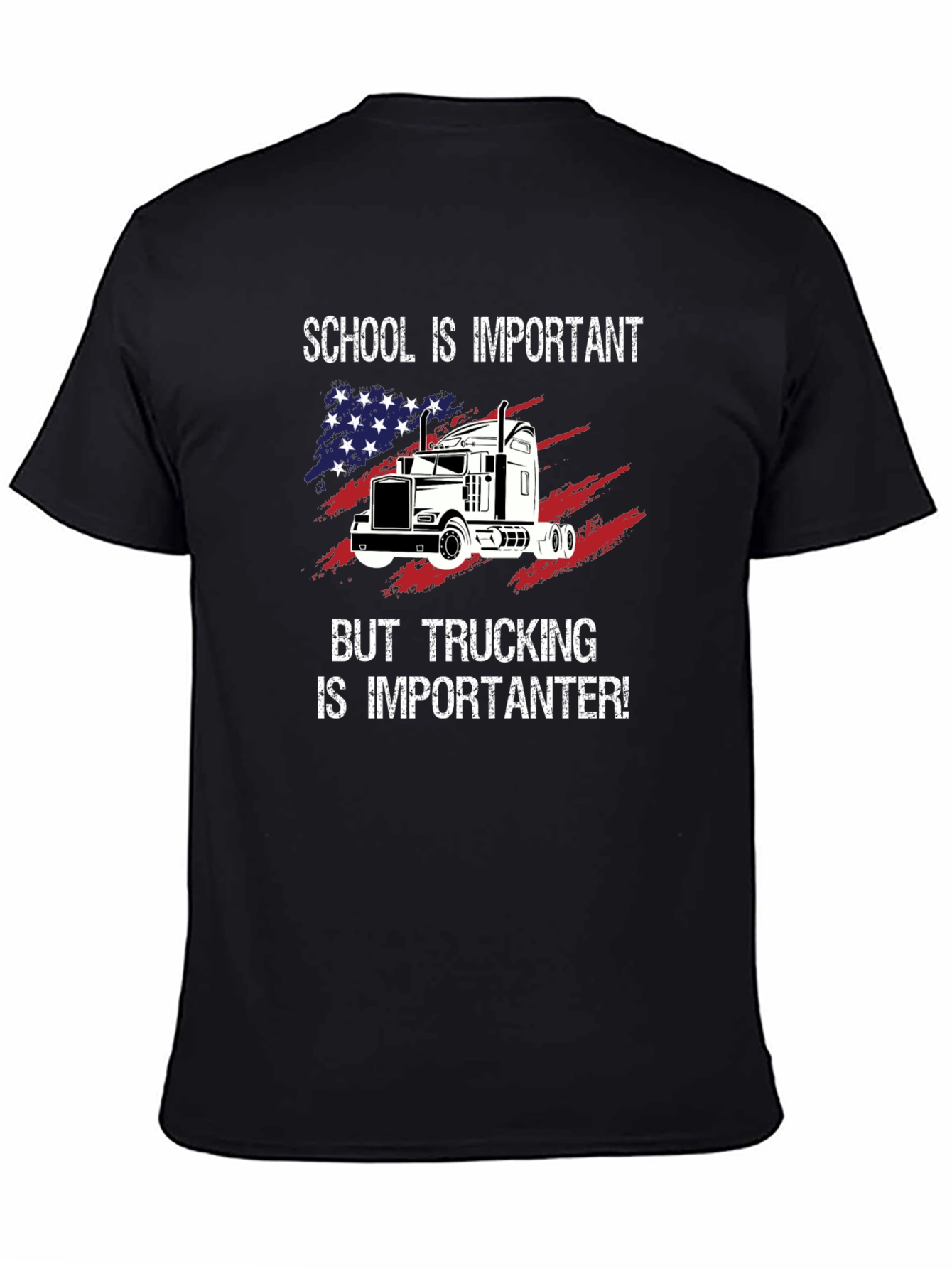 Black Trucker T-Shirt: School vs. Trucking Humor Tee view 4