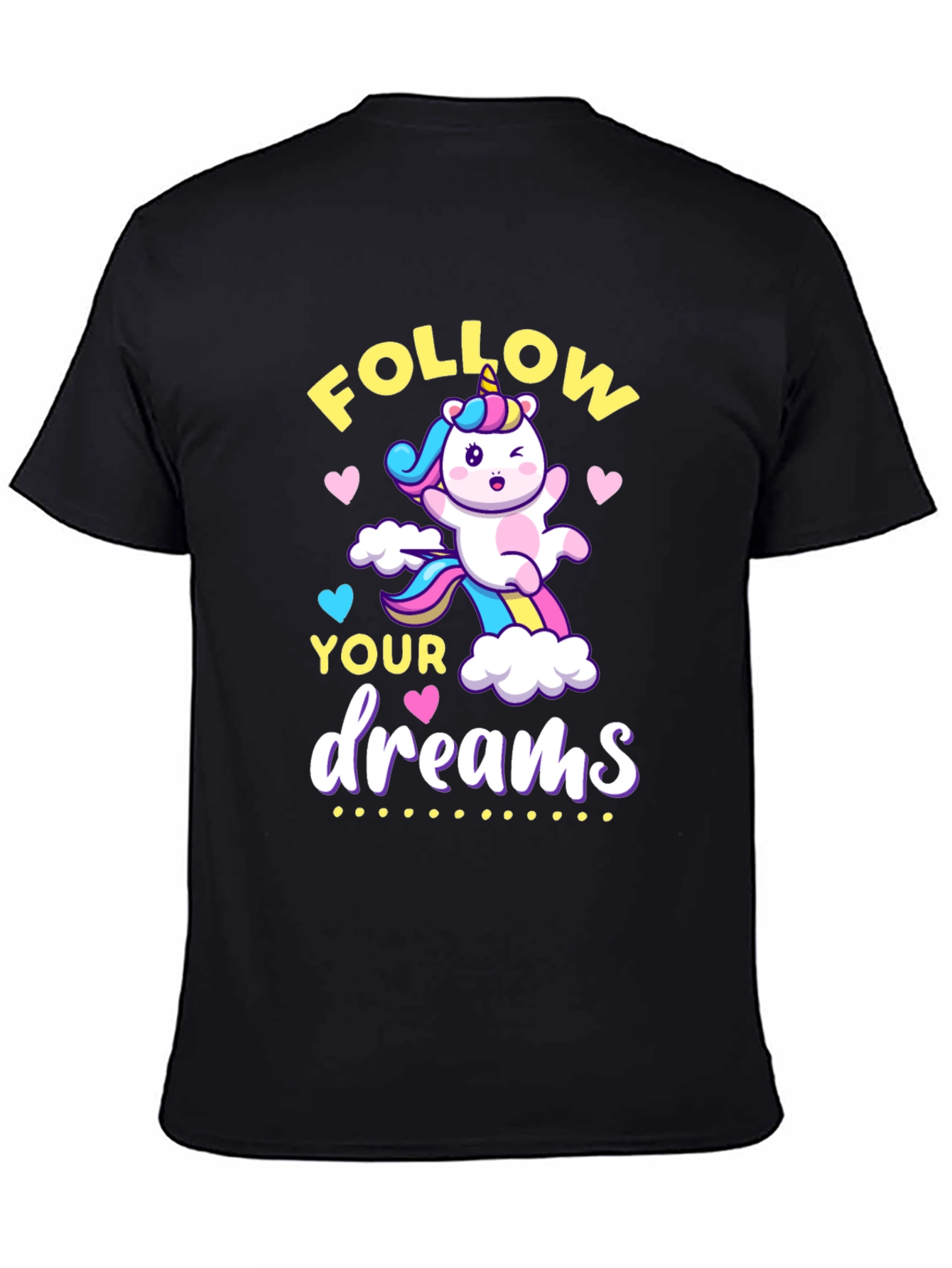 Black Follow Your Dreams Unicorn Graphic Tee view 4