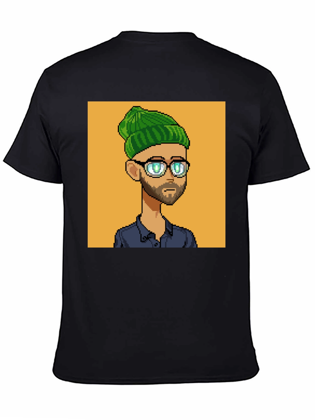 Black Pixel Art Portrait Black T-Shirt view 4