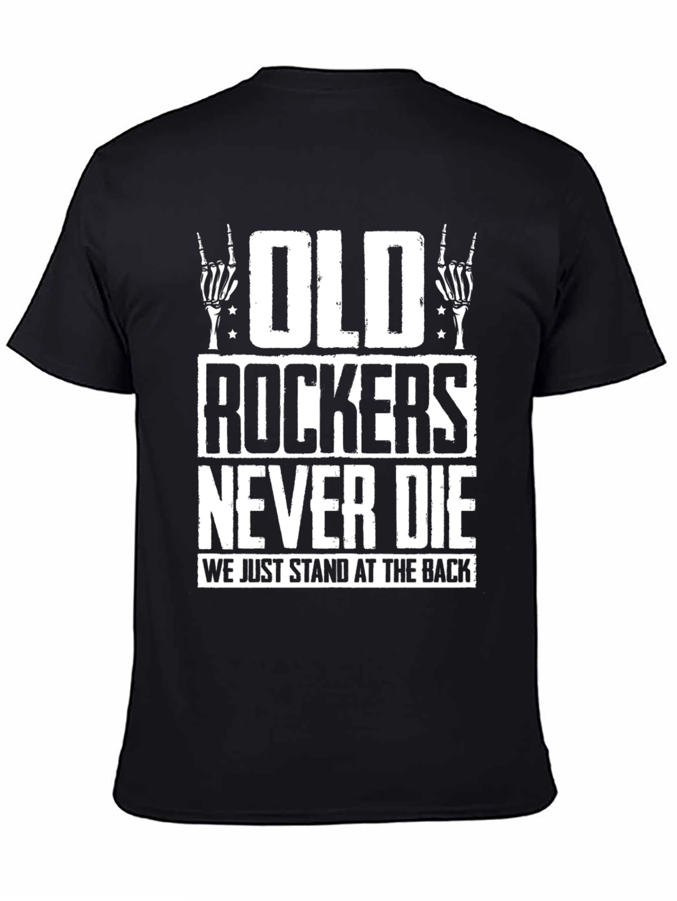 Black Old Rockers Never Die Graphic T-Shirt view 4