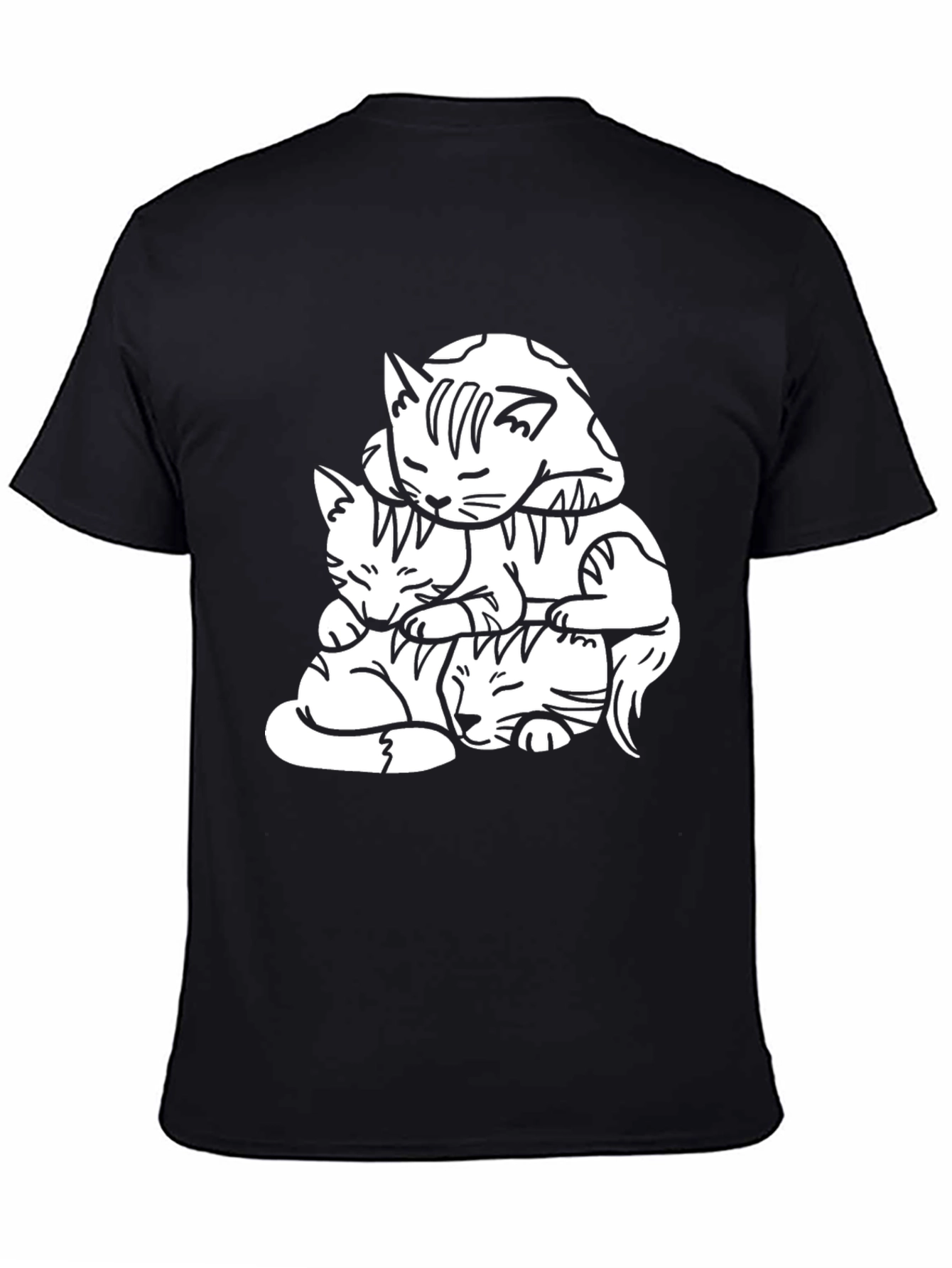 Black Cute Cats Graphic T-Shirt view 4