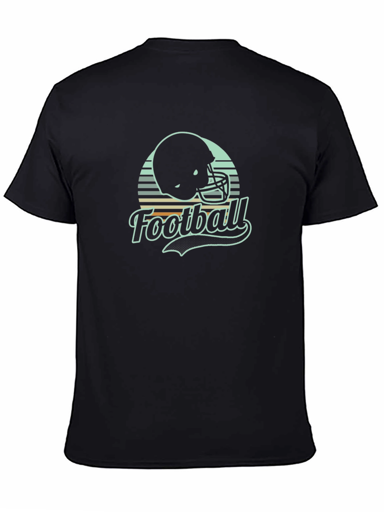 Black Retro Football Helmet Graphic Tee view 4