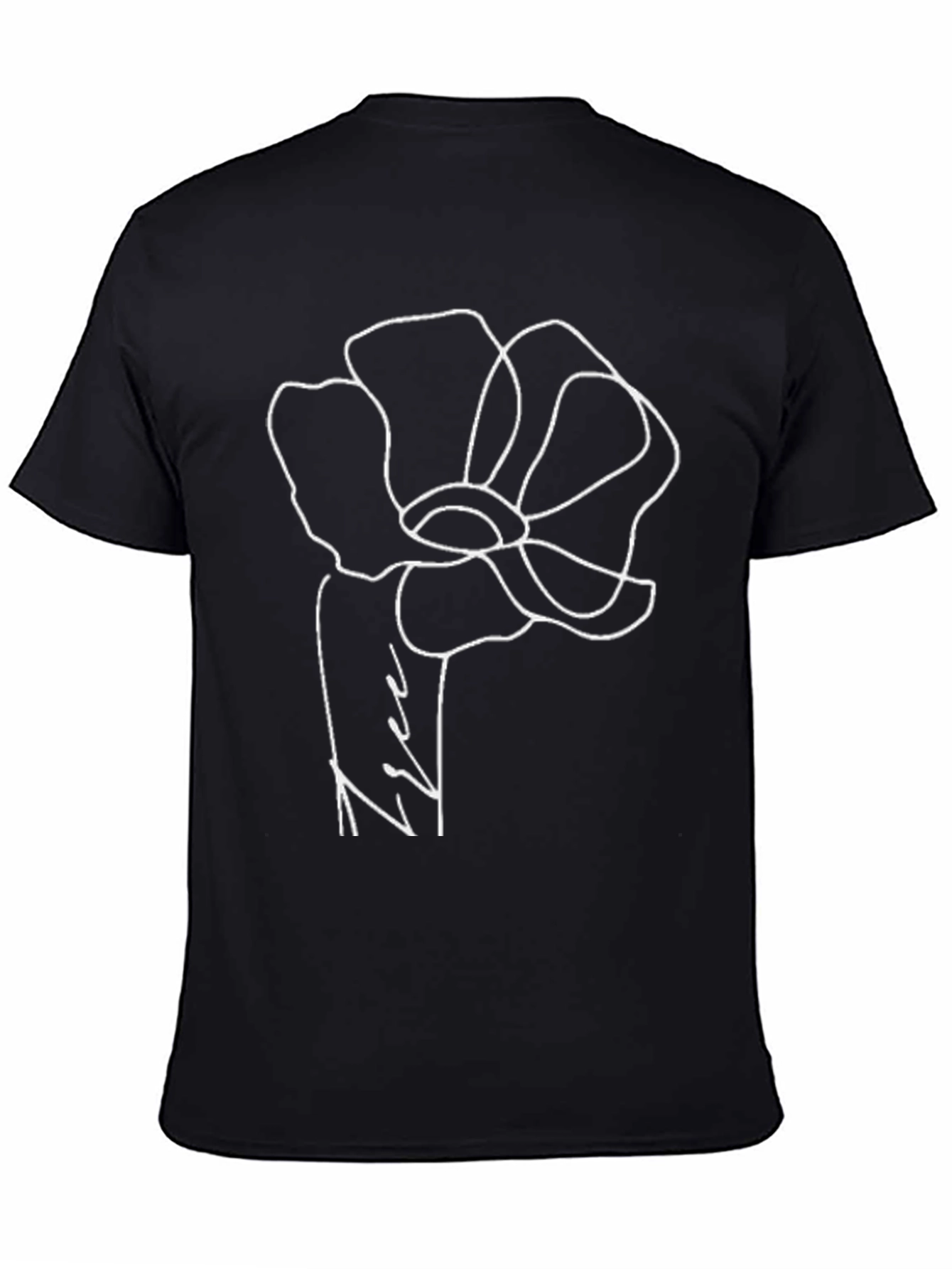 Black Minimalist Flower Graphic Black T-Shirt view 4