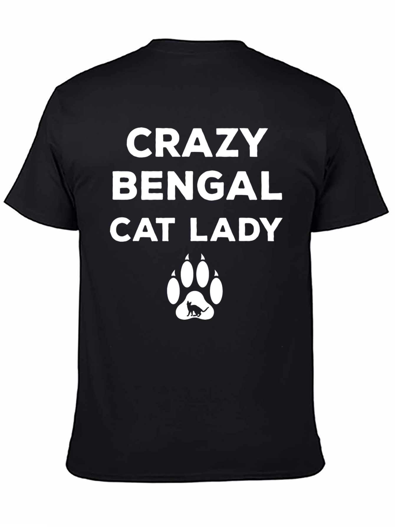 Black Crazy Bengal Cat Lady T-Shirt - Black view 4