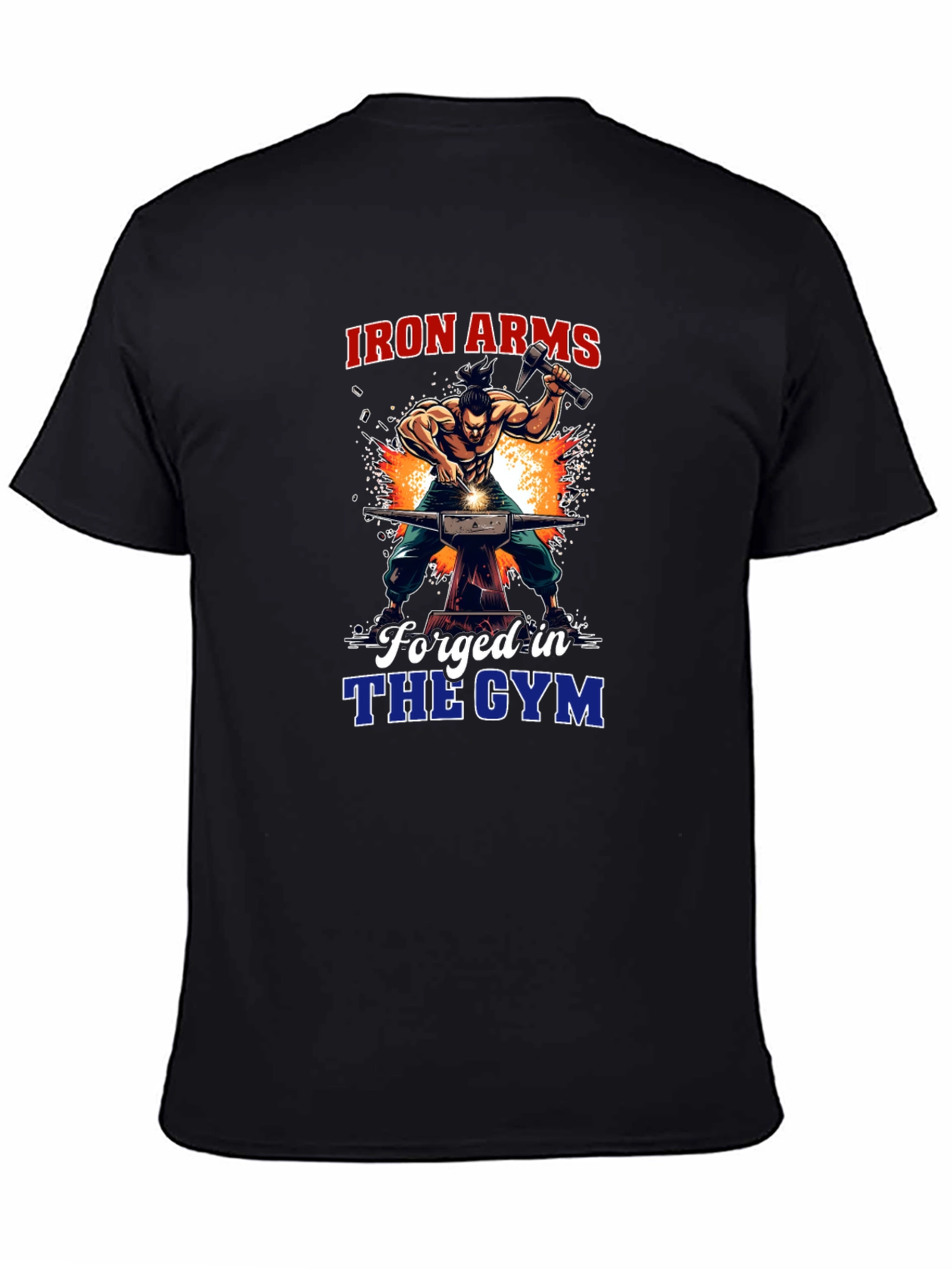 Black Iron Arms Forged in the Gym Black T-Shirt view 4
