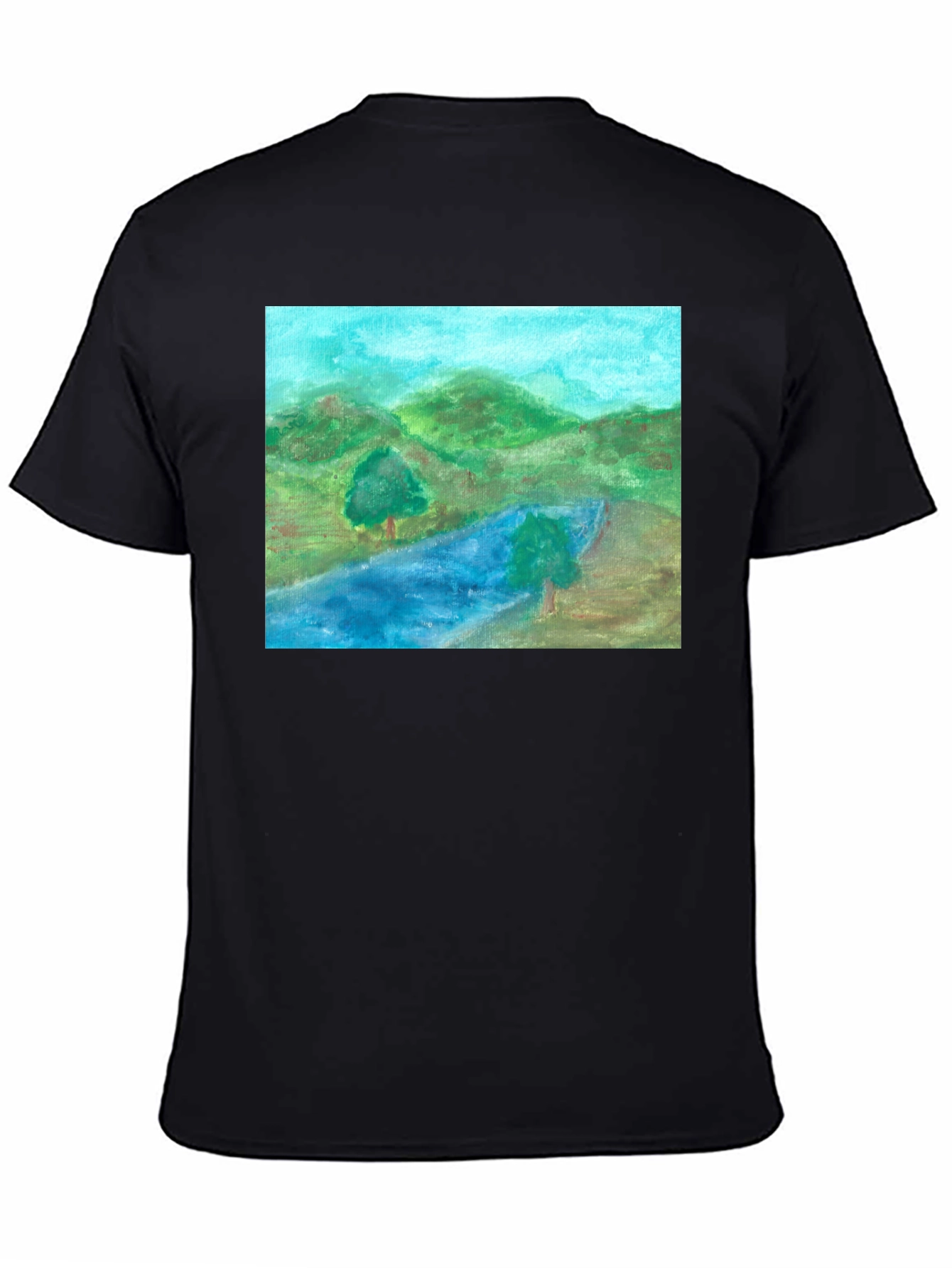 Black Scenic Landscape Black T-Shirt view 4