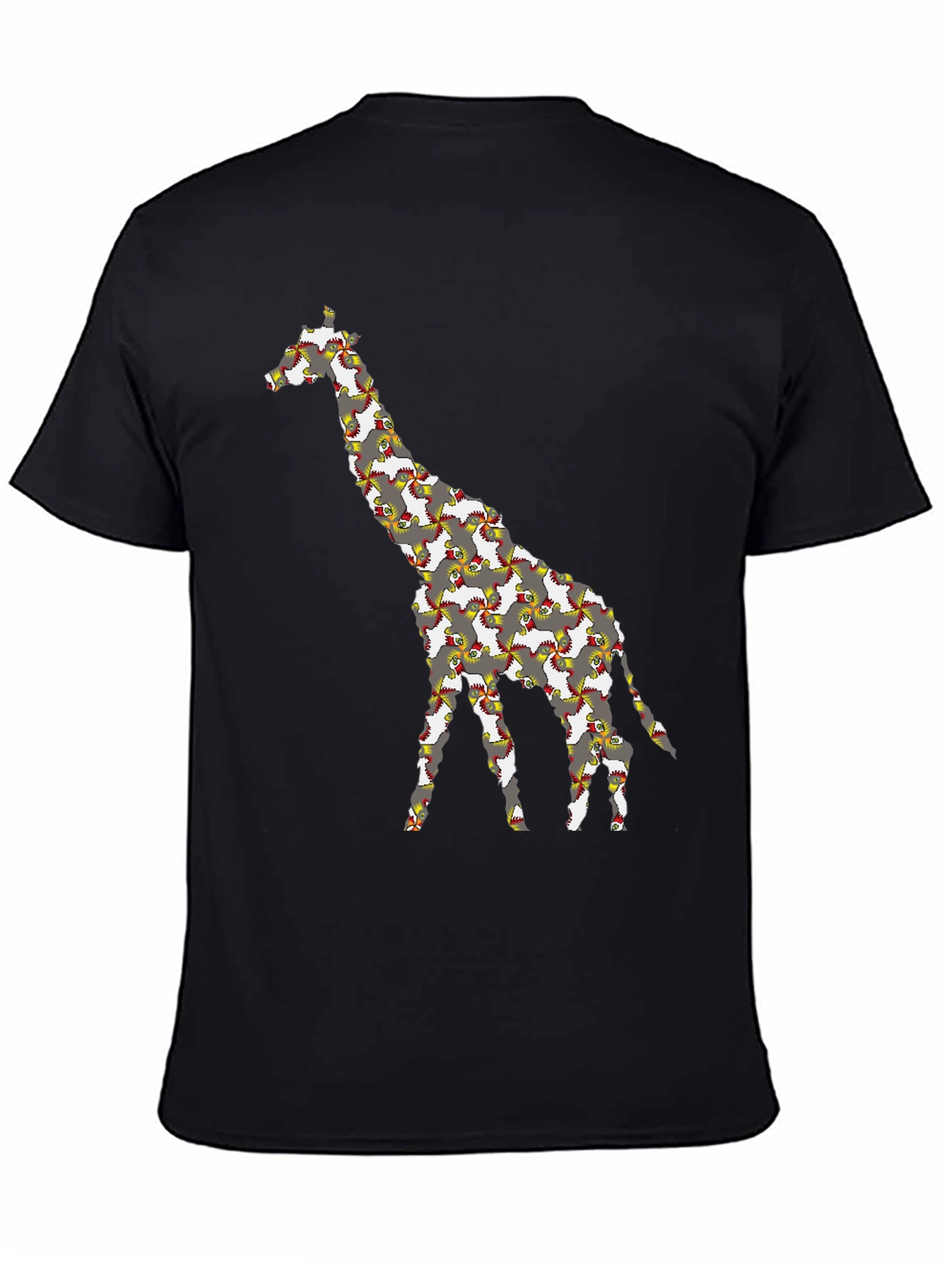 Black Giraffe Chicken T-Shirt - Quirky Animal Print Tee view 4