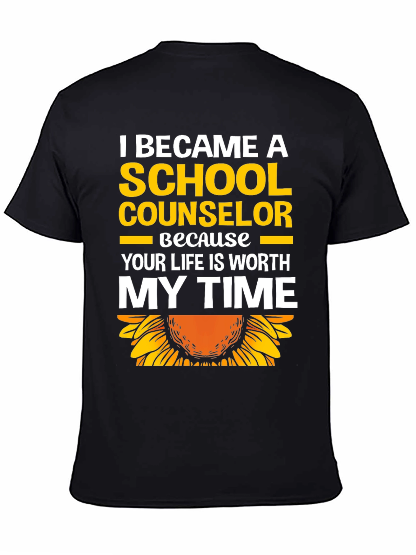 Black School Counselor Sunflower Graphic T-Shirt view 4