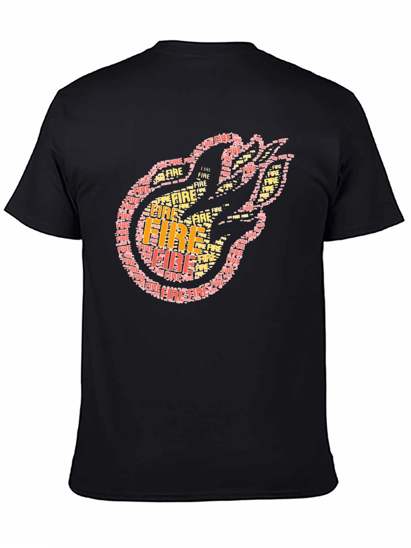 Black Fire Word Art Graphic Tee - Trendy Black T-Shirt view 4
