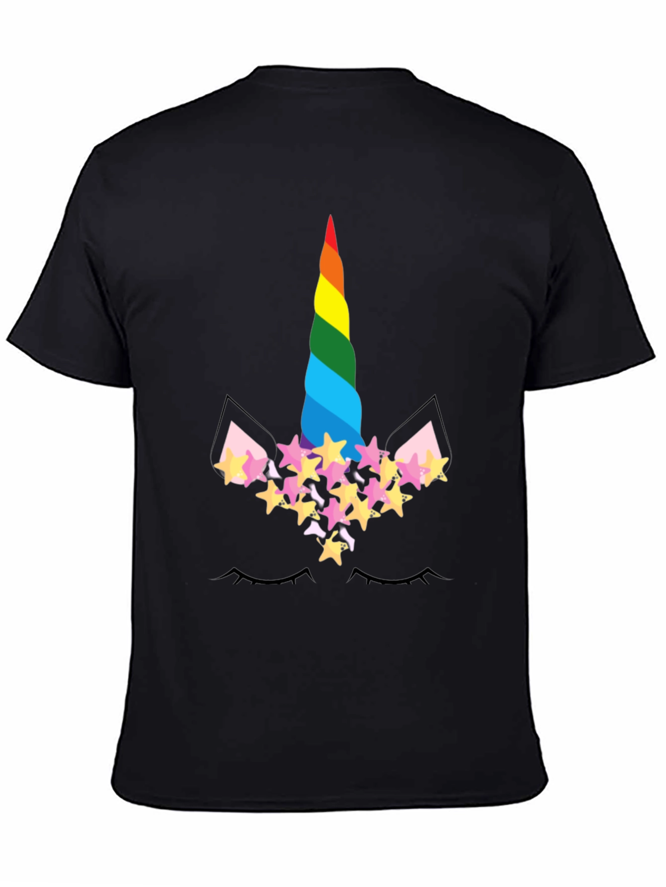 Black Unicorn Rainbow T-Shirt view 4