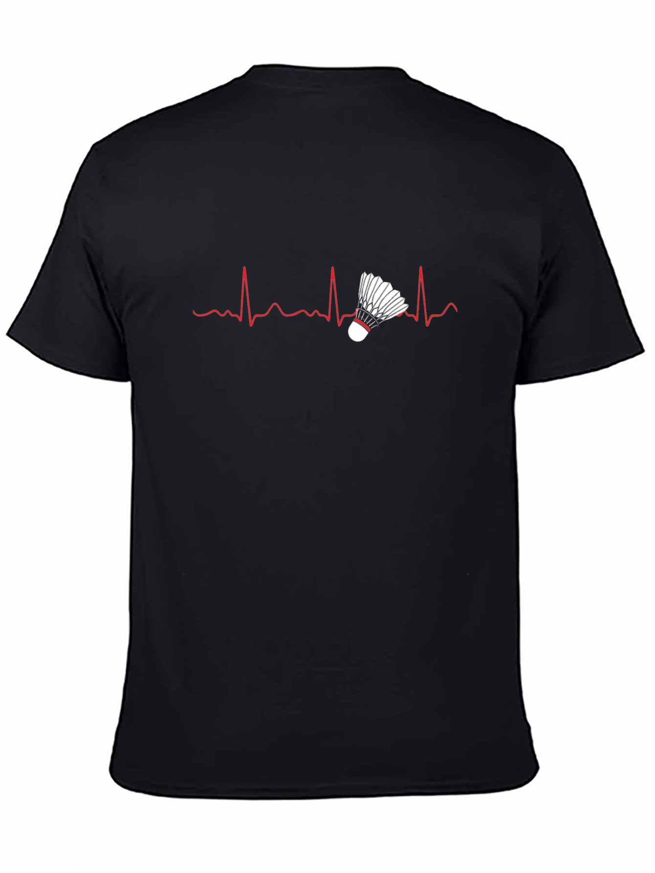 Black Badminton Heartbeat T-Shirt - Sports Tee view 4