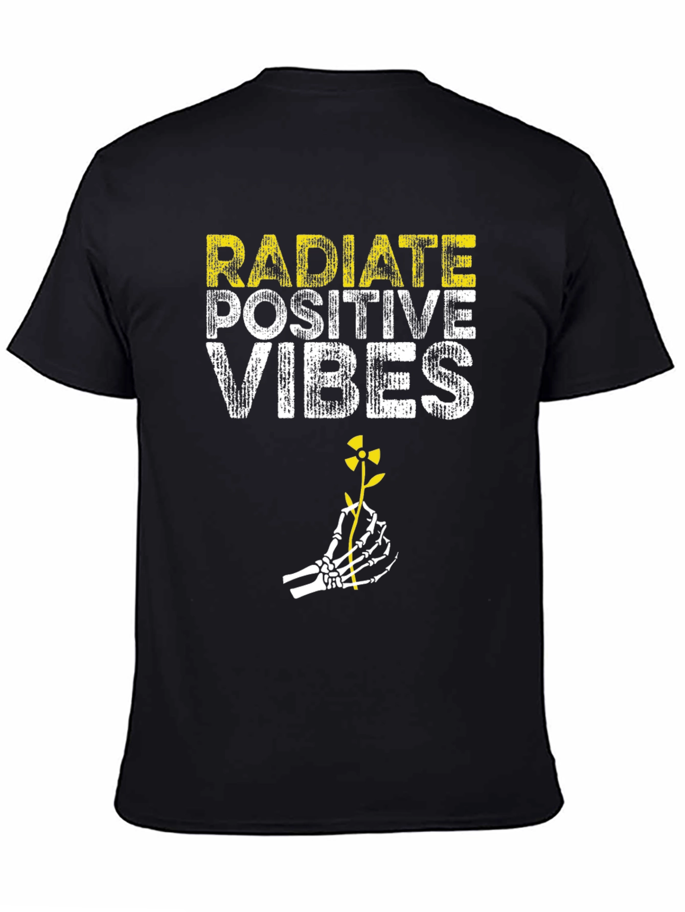 Black Radiate Positive Vibes Black Graphic T-Shirt view 4