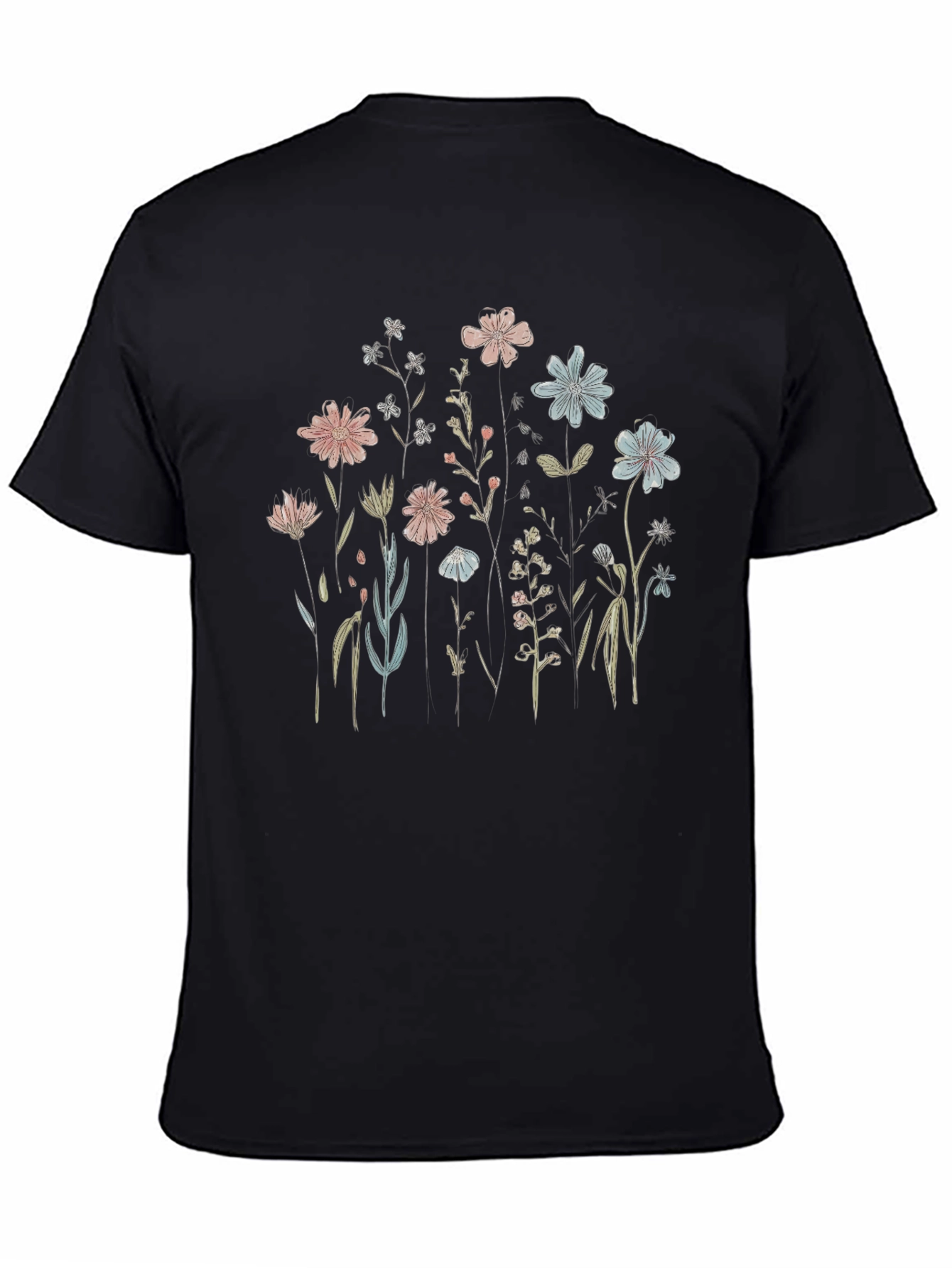 Black Floral Print Black T-Shirt view 4