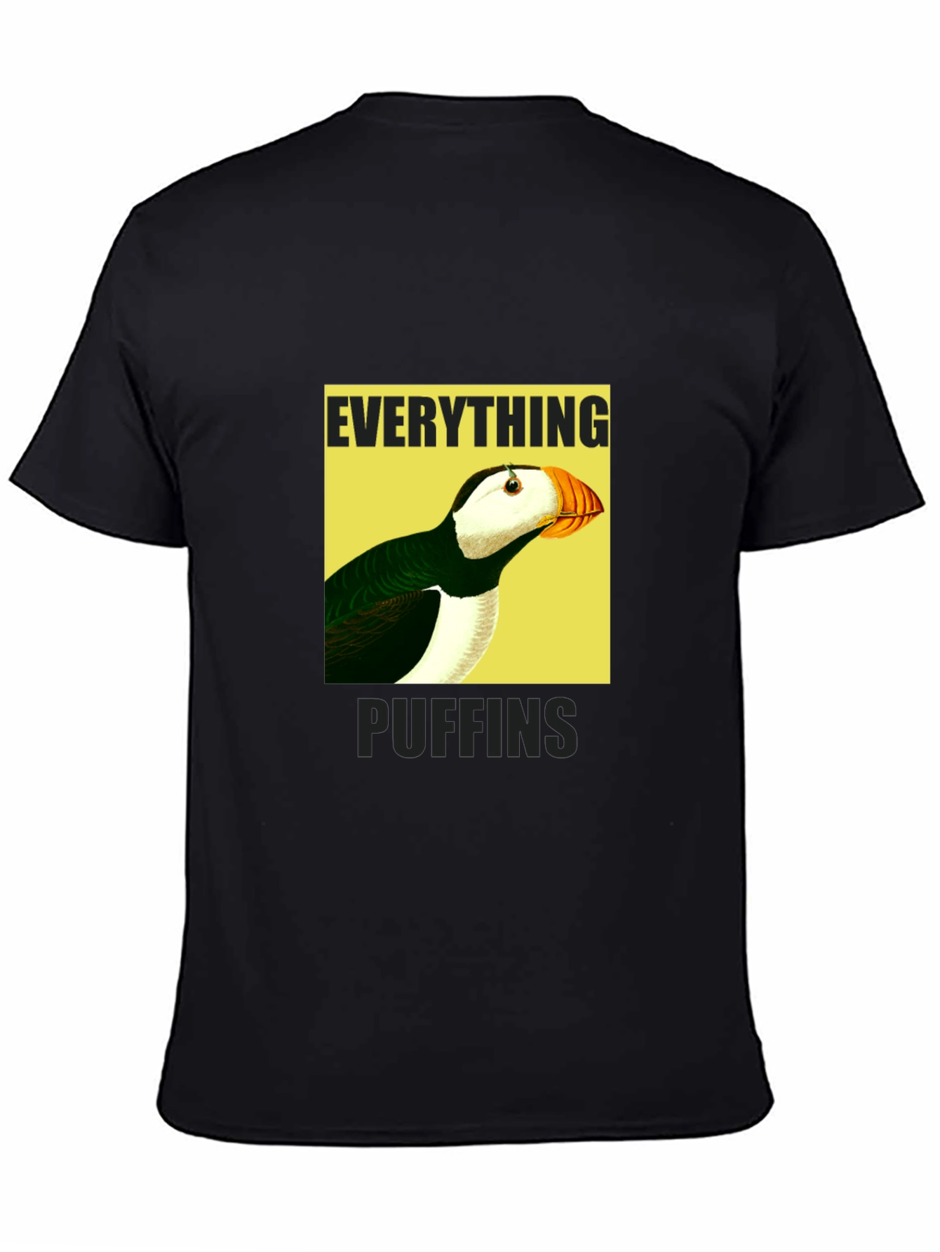 Black Everything Puffin Graphic Tee - Black Cotton T-Shirt view 4