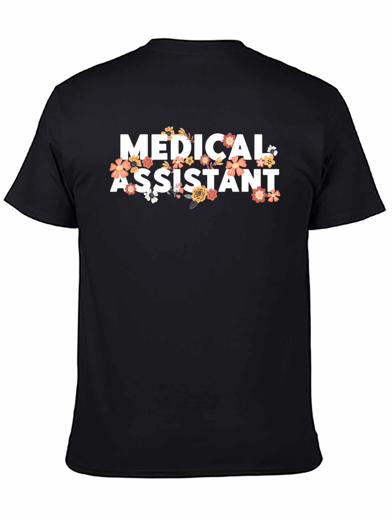 Black Medical Assistant Floral T-Shirt view 4