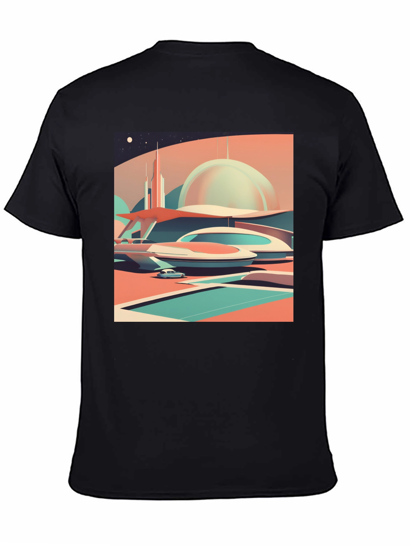 Black Retro Futuristic Graphic Tee view 4