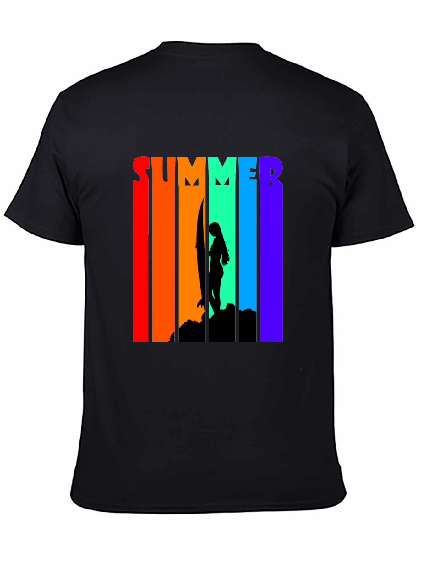 Black Summer Surfer Graphic Tee - Black view 4