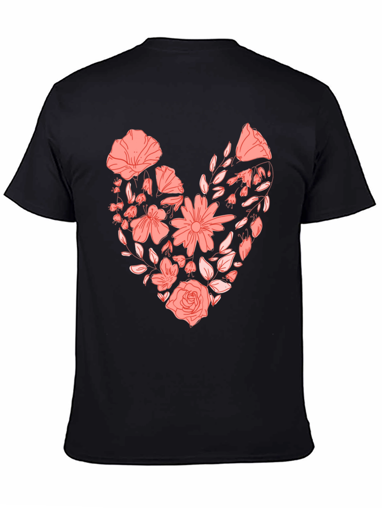 Black Floral Heart Graphic Tee - Black view 4