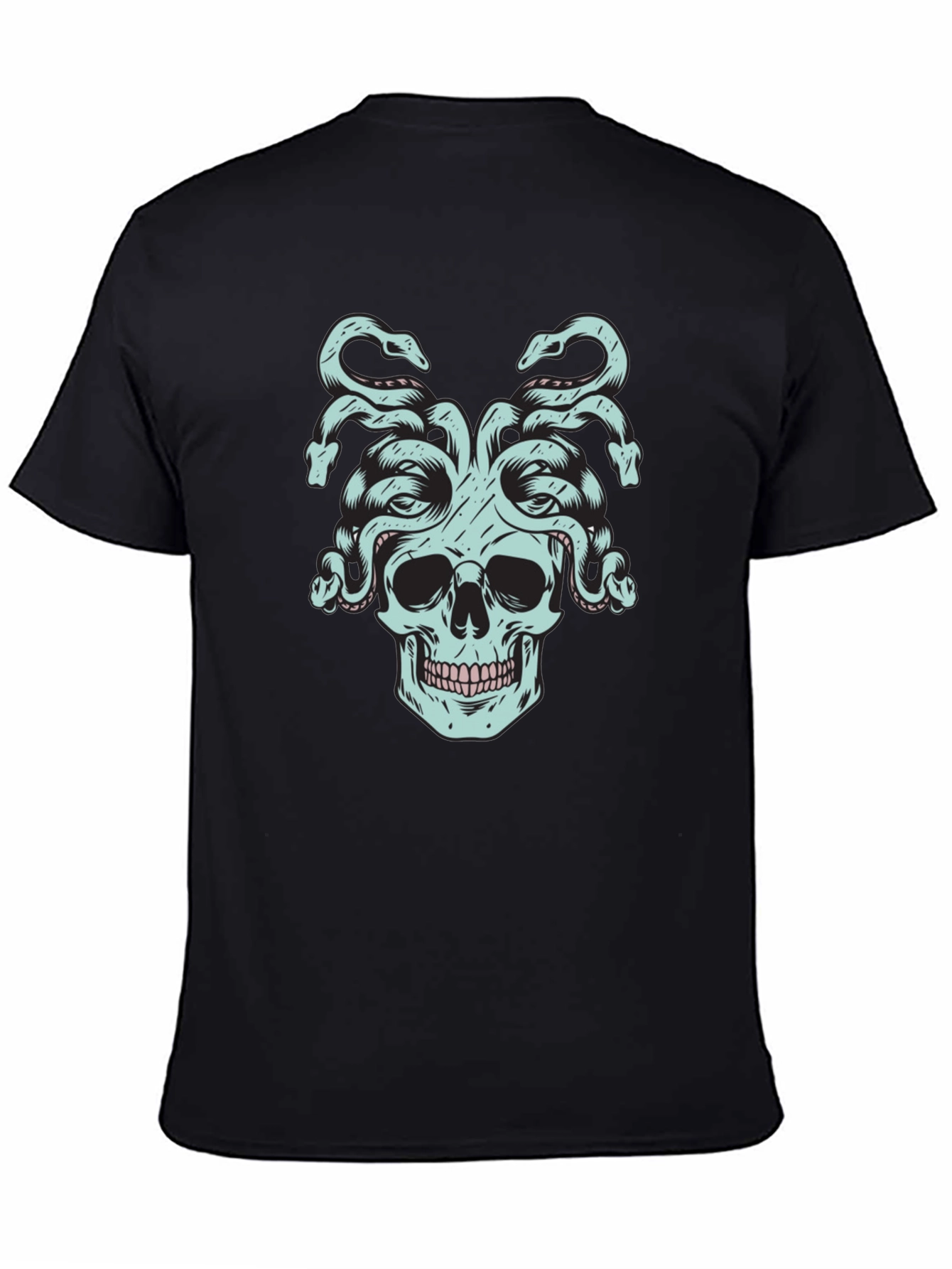 Black Medusa Skull Graphic Tee - Black view 4