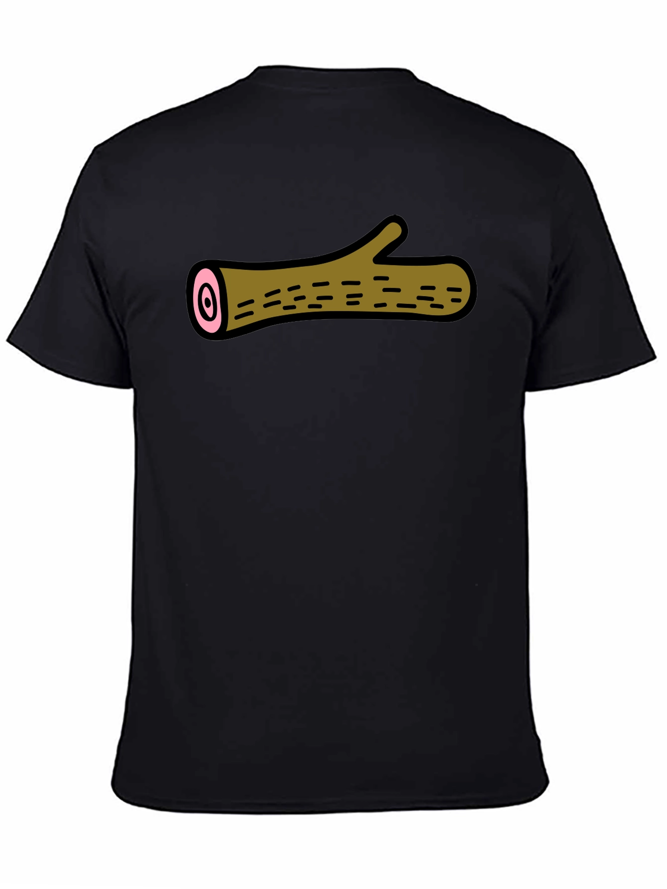 Black Funny Log Graphic Tee - Black Cotton T-Shirt view 4