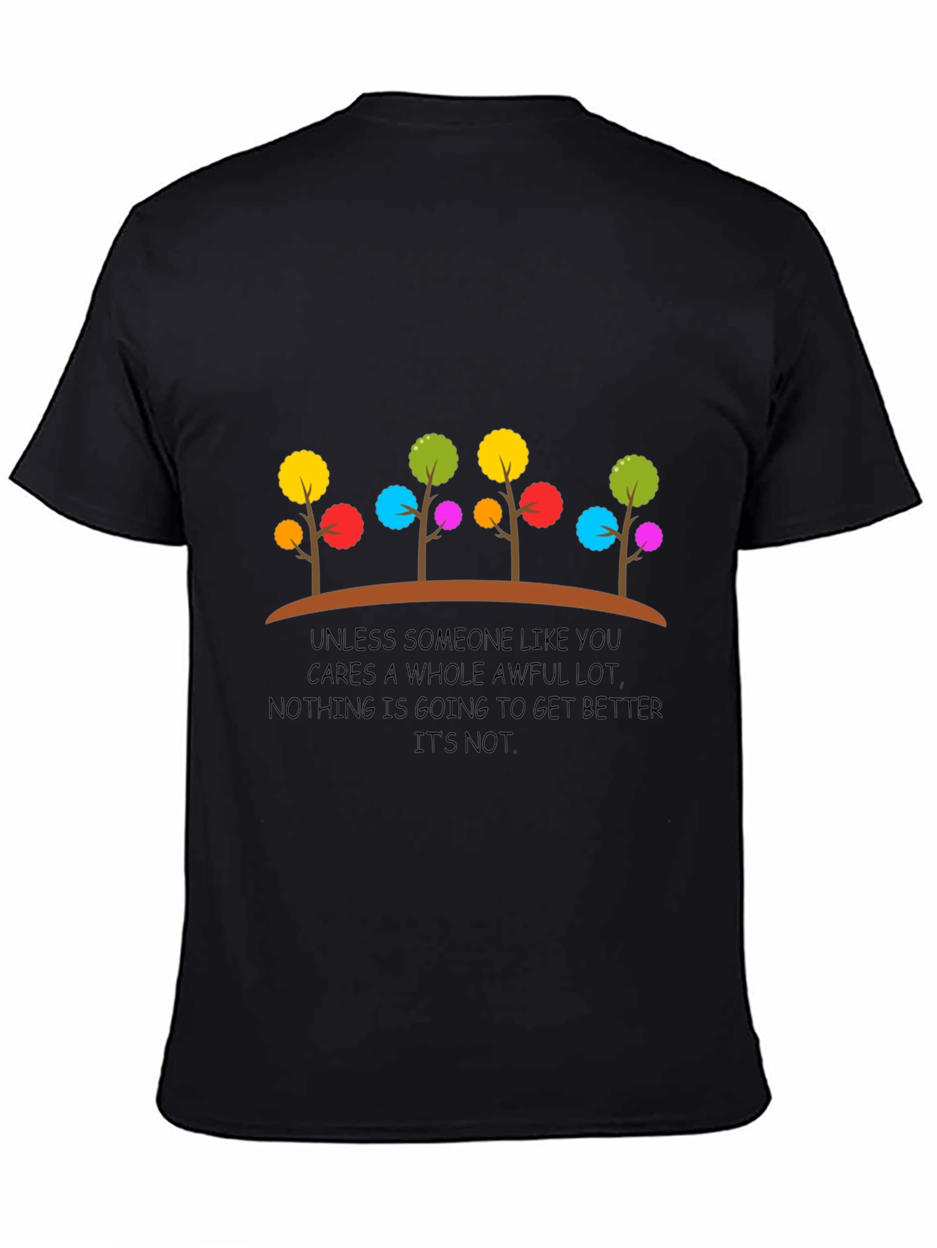 Black Colorful Tree Graphic T-Shirt - Positive Message view 4