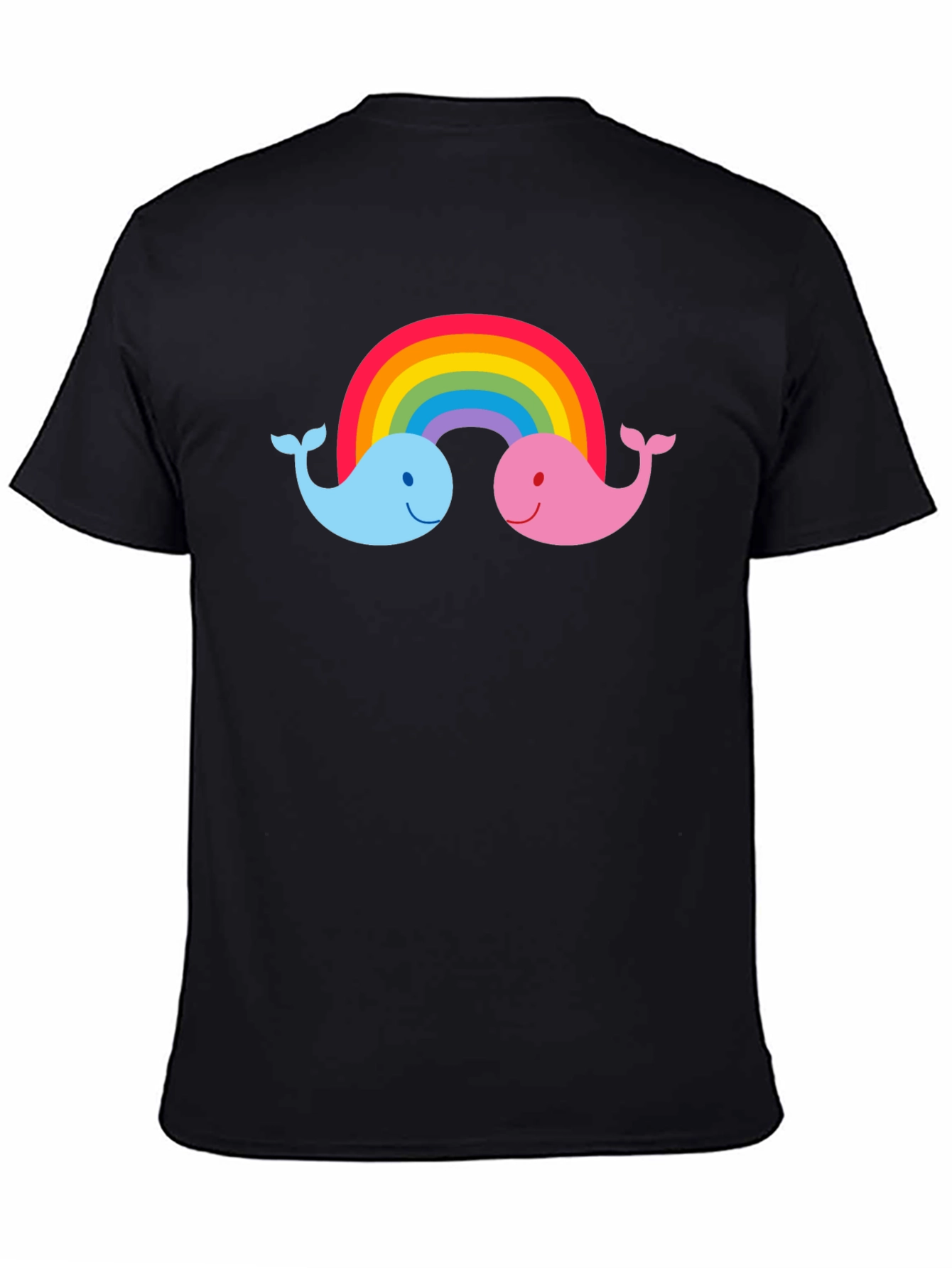 Black Rainbow Whale Graphic Tee - Black Cotton T-Shirt view 4