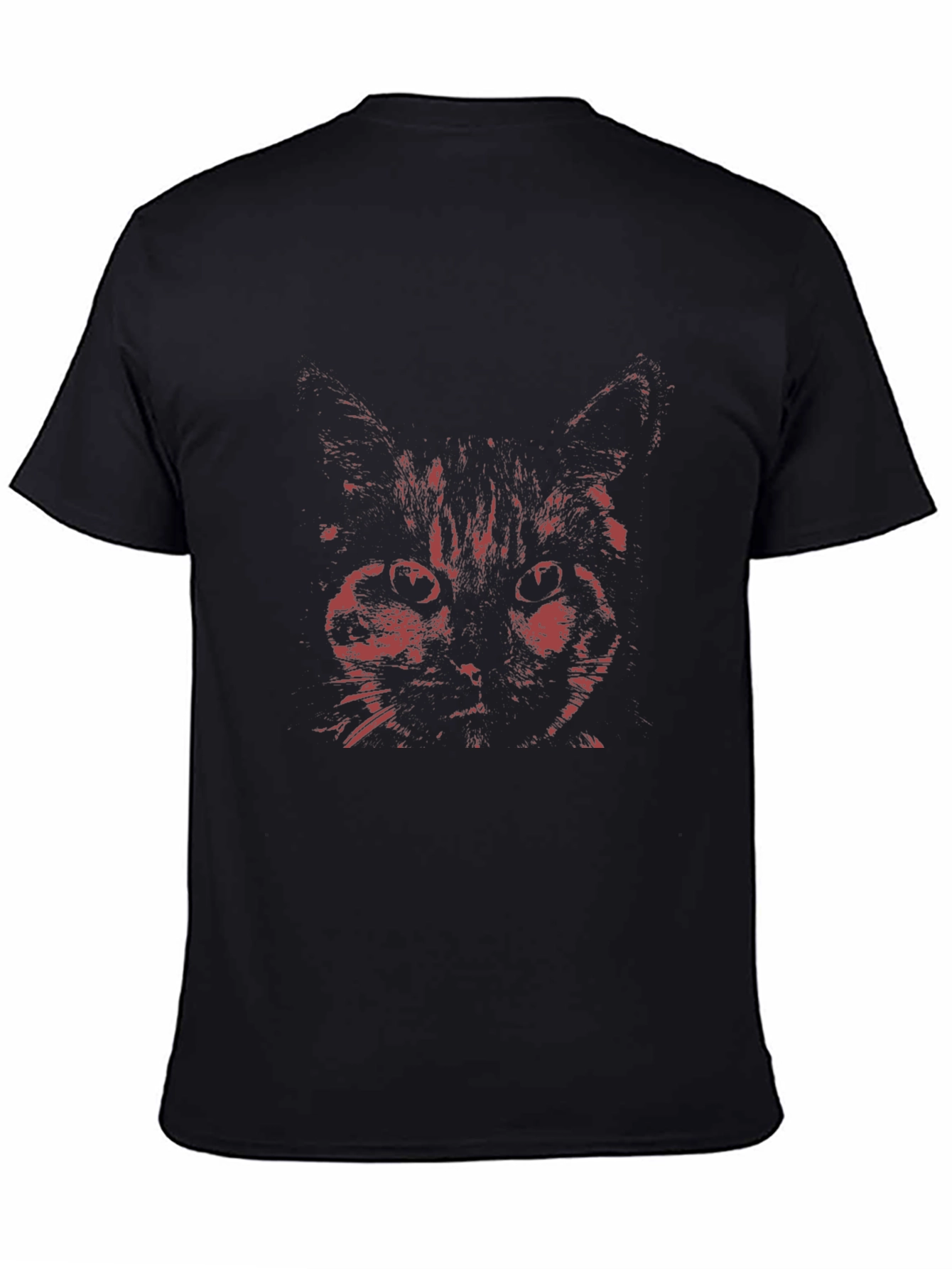 Black Men's Black T-Shirt with Red Cat Graphic view 4
