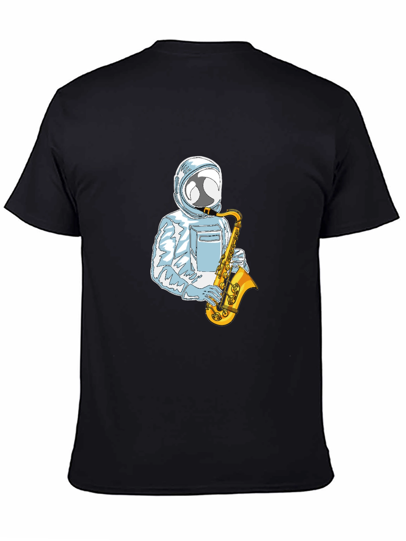 Black Astronaut Sax Player Graphic Tee - Cool & Unique view 4