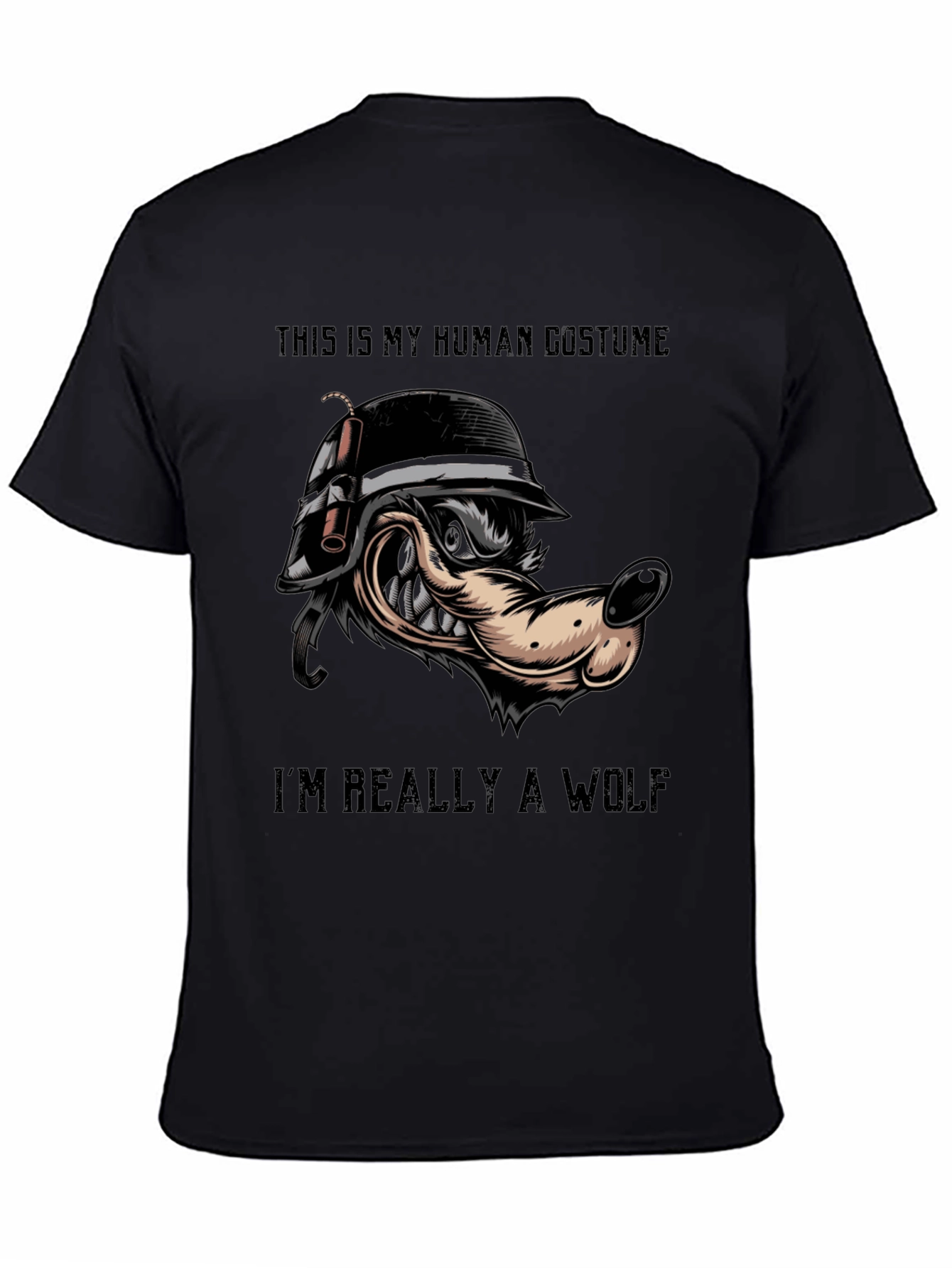 Black Human Costume Wolf T-Shirt view 4