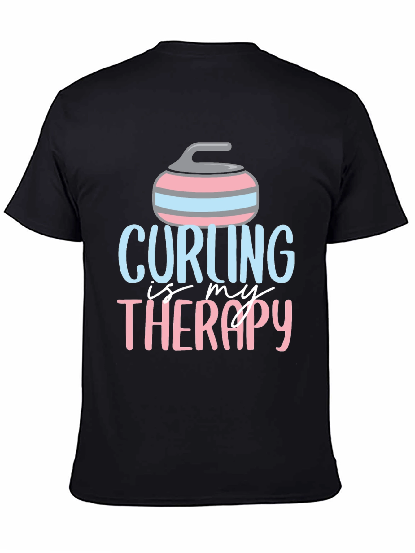 Black Curling Is My Therapy Graphic T-Shirt view 4