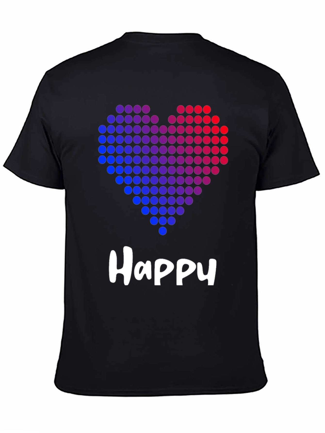 Black Happy Heart Graphic Black T-Shirt view 4