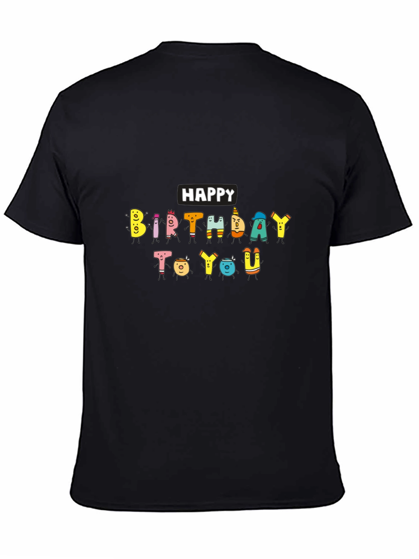 Black Happy Birthday Graphic Tee - Soft Cotton Blend view 4