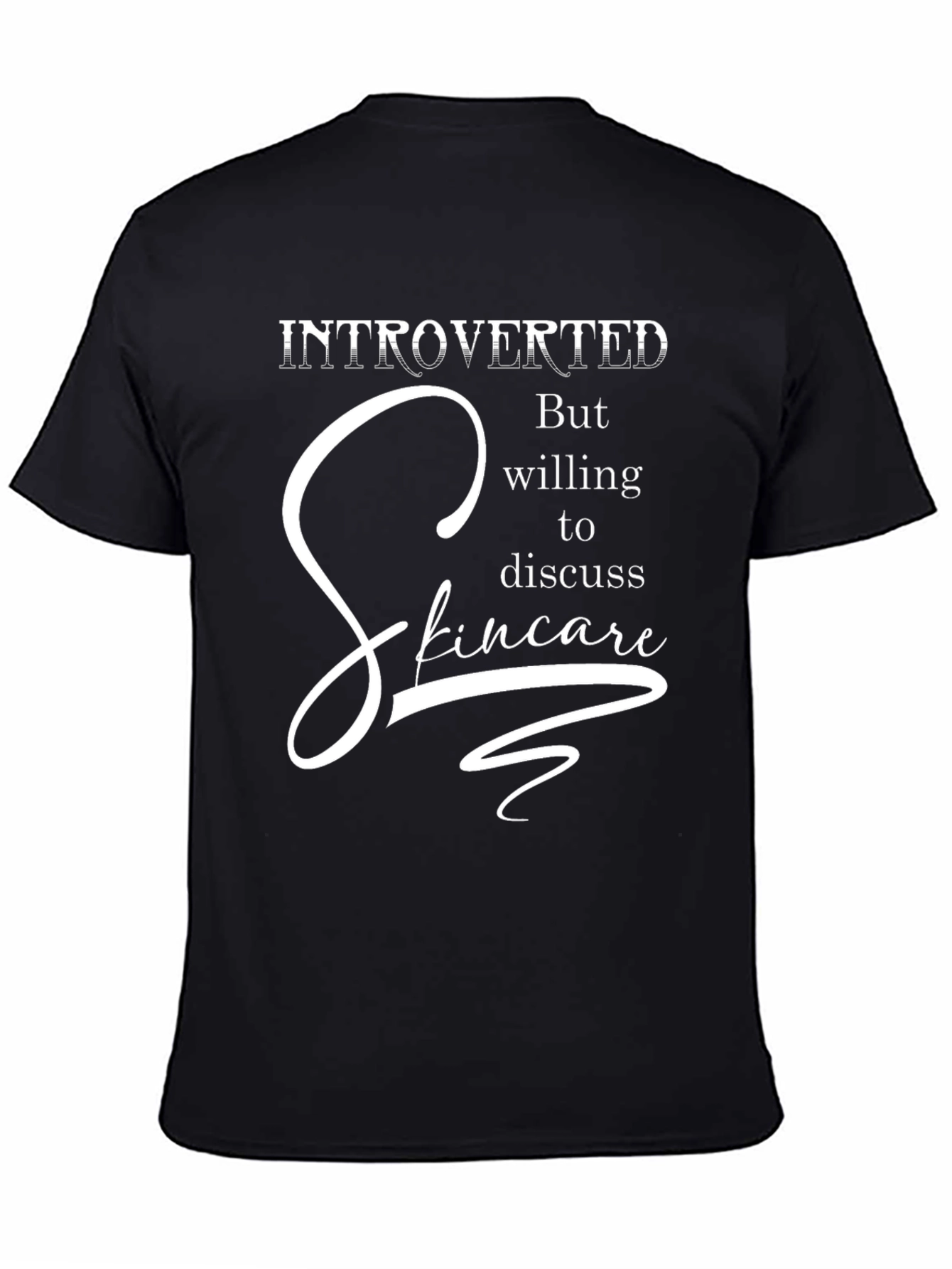 Black Introverted Skincare T-Shirt - Soft Cotton Tee view 4