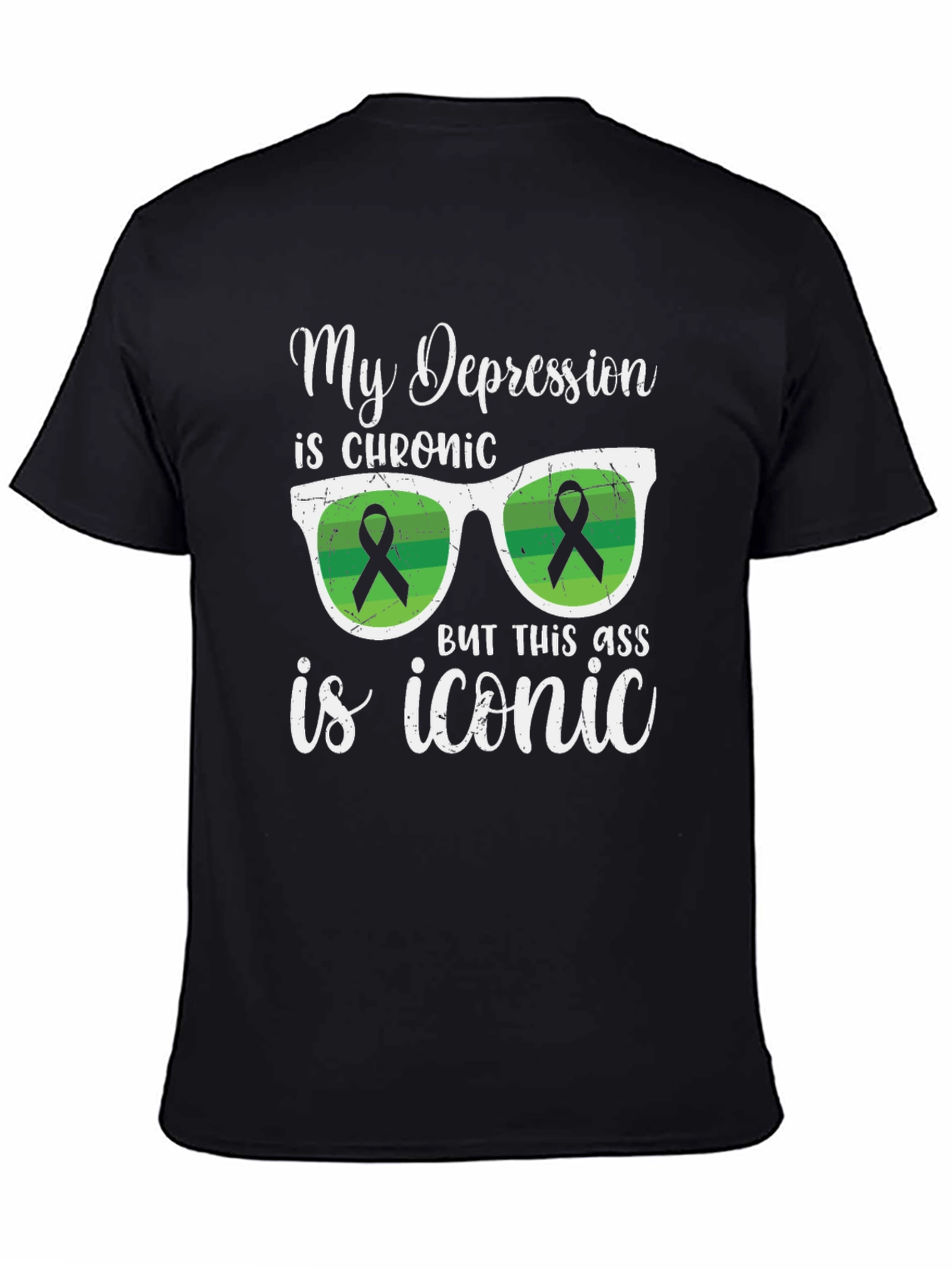 Black Chronic Depression Awareness T-Shirt view 4