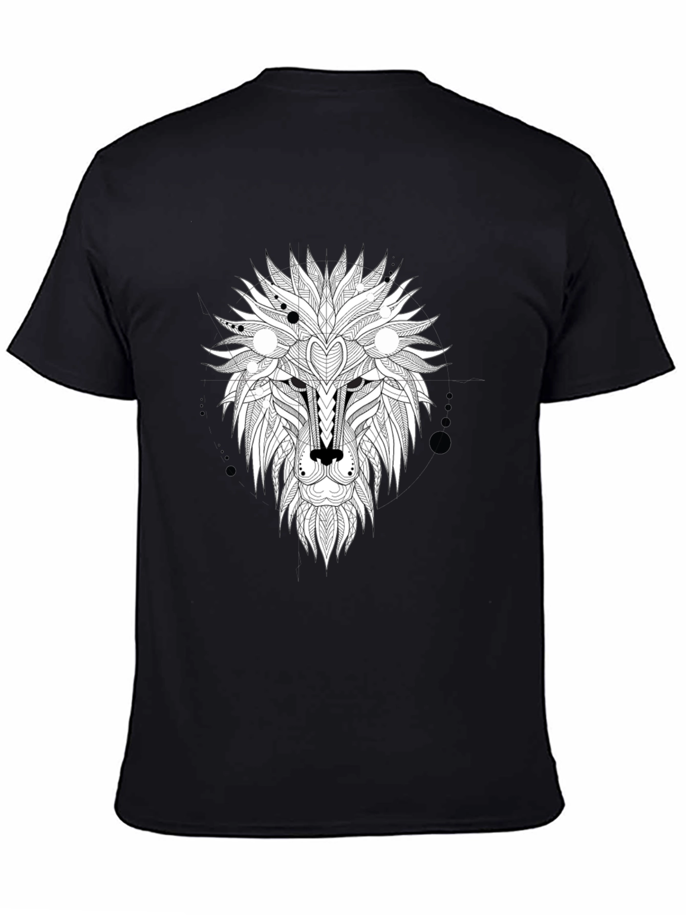 Black Abstract Lion Head Graphic Tee - Black view 4