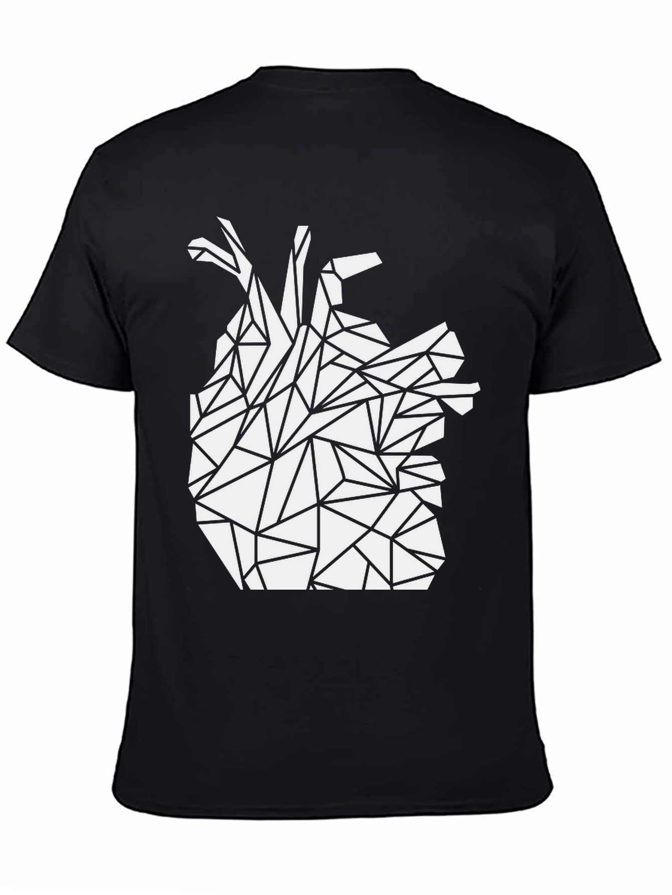Black Geometric Heart Tee - Modern Graphic T-Shirt view 4