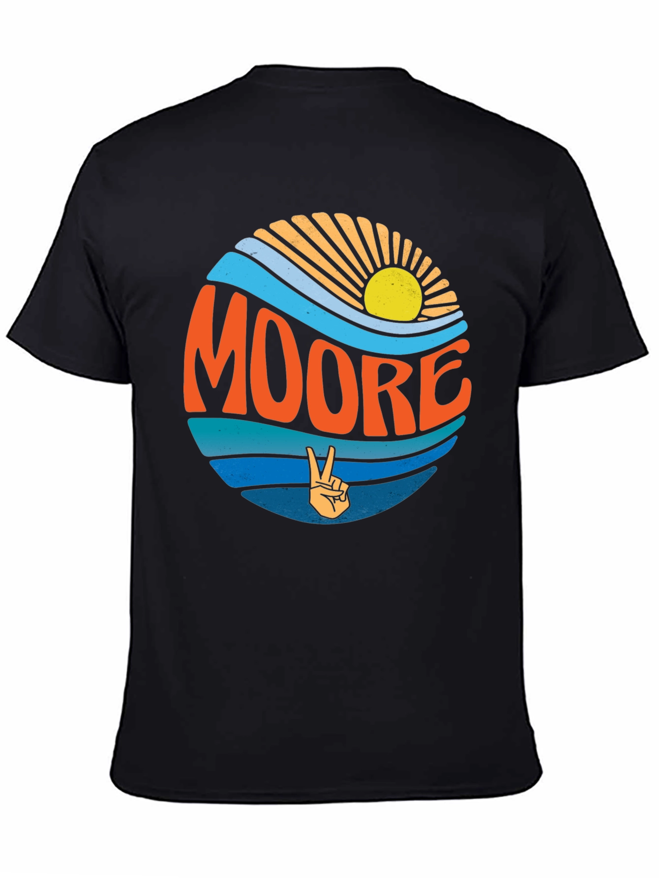 Black Retro Moore T-Shirt - Black Crew Neck Tee view 4