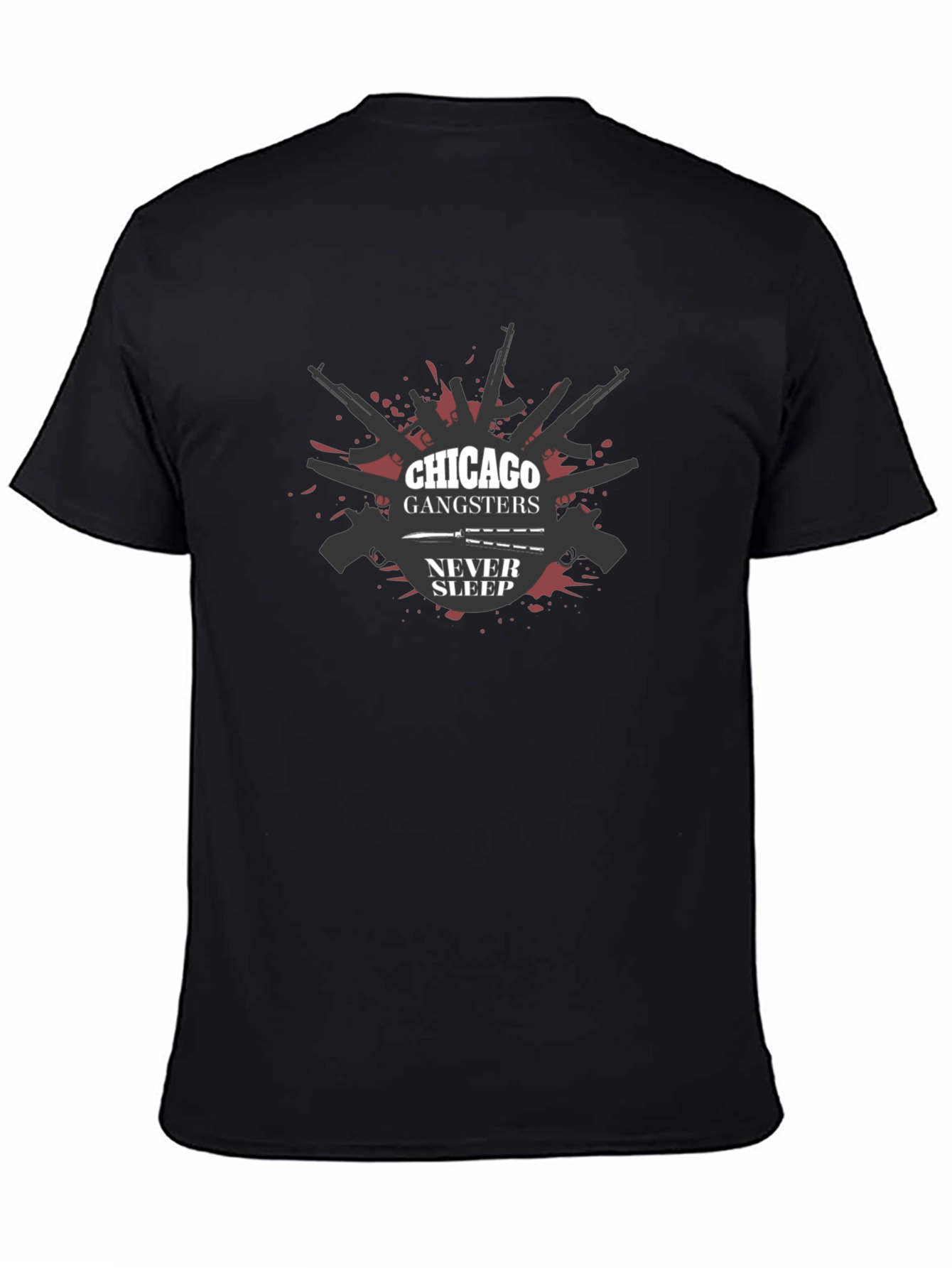 Black Chicago Gangsters Never Sleep Graphic T-Shirt view 4