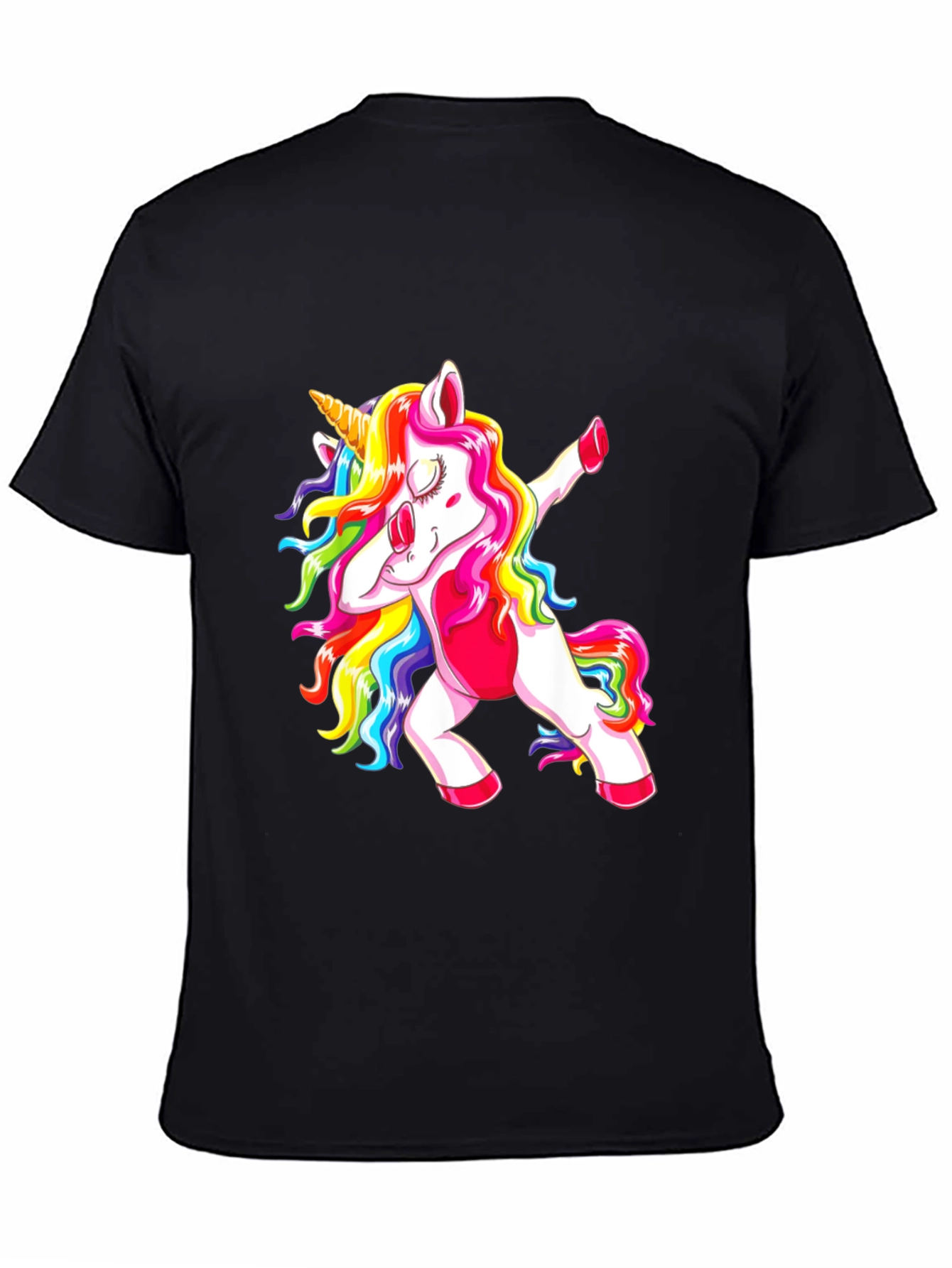 Black Dabbing Unicorn Graphic Tee view 4