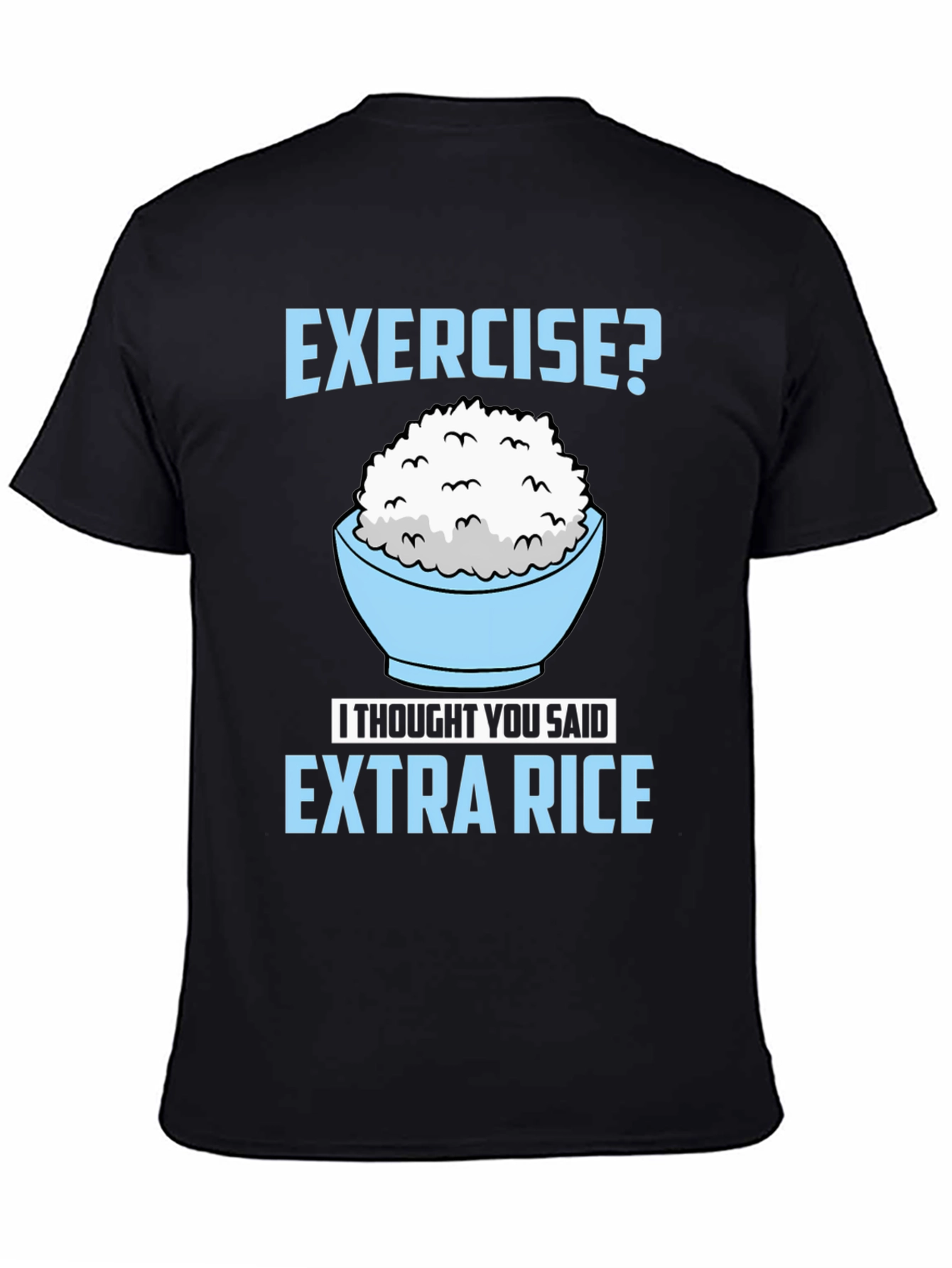 Black Extra Rice T-Shirt - Funny Foodie Tee view 4