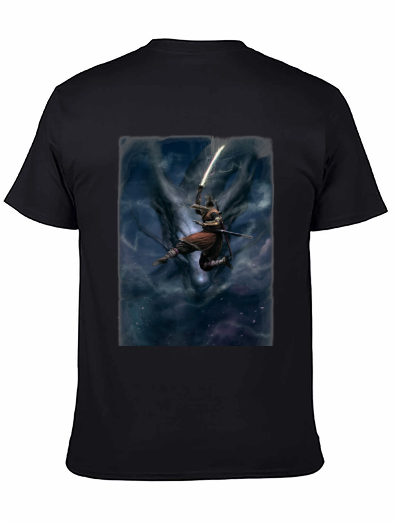 Black Black T-Shirt with Samurai Graphic view 4