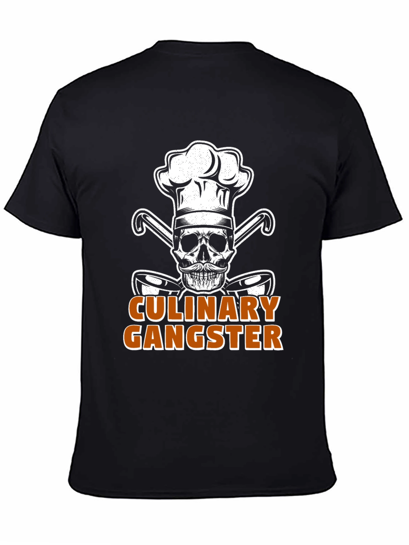 Black Culinary Gangster Chef Skull Graphic T-Shirt view 4