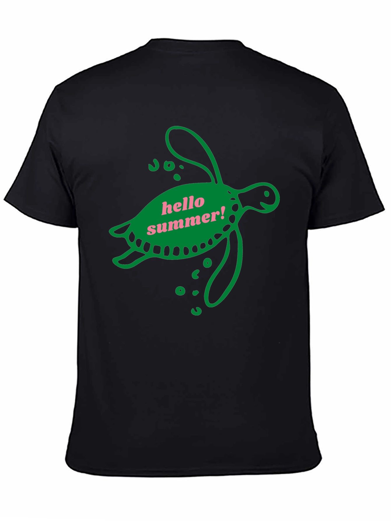 Black Hello Summer Turtle Graphic Tee - Black view 4