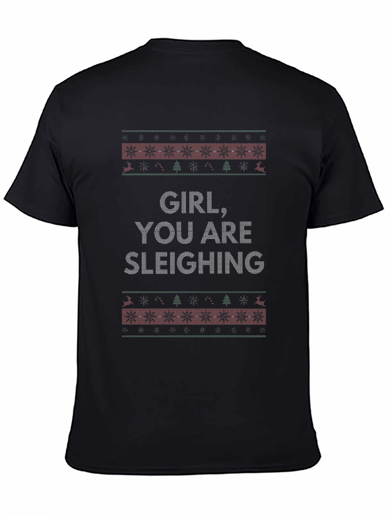 Black Girl You Are Sleighing Ugly Christmas Sweater T-Shirt view 4
